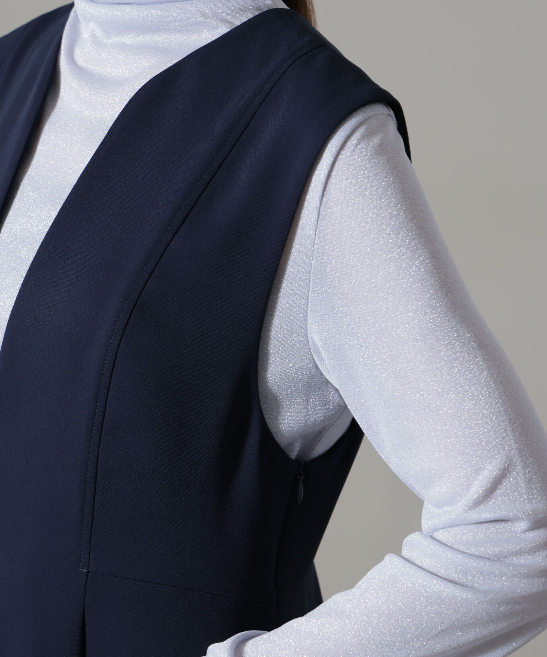 nano･universe「イージーケアダブルクロス ノースリーブワンピース(セットアップ可)」|ワンピース|