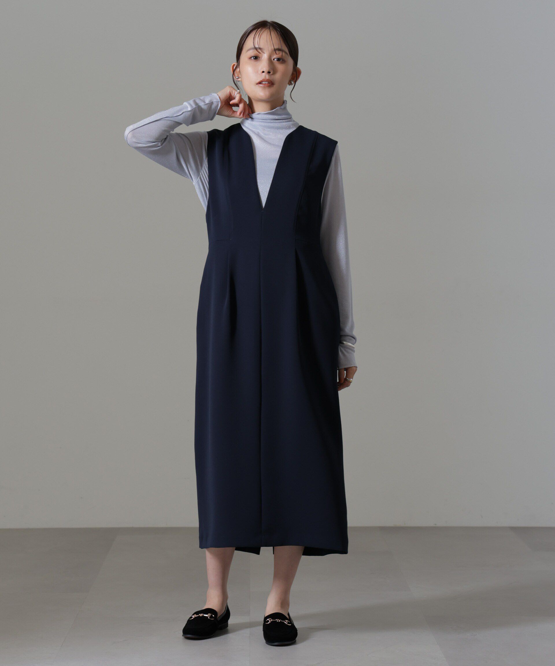 nano･universe「イージーケアダブルクロス ノースリーブワンピース(セットアップ可)」|ワンピース|