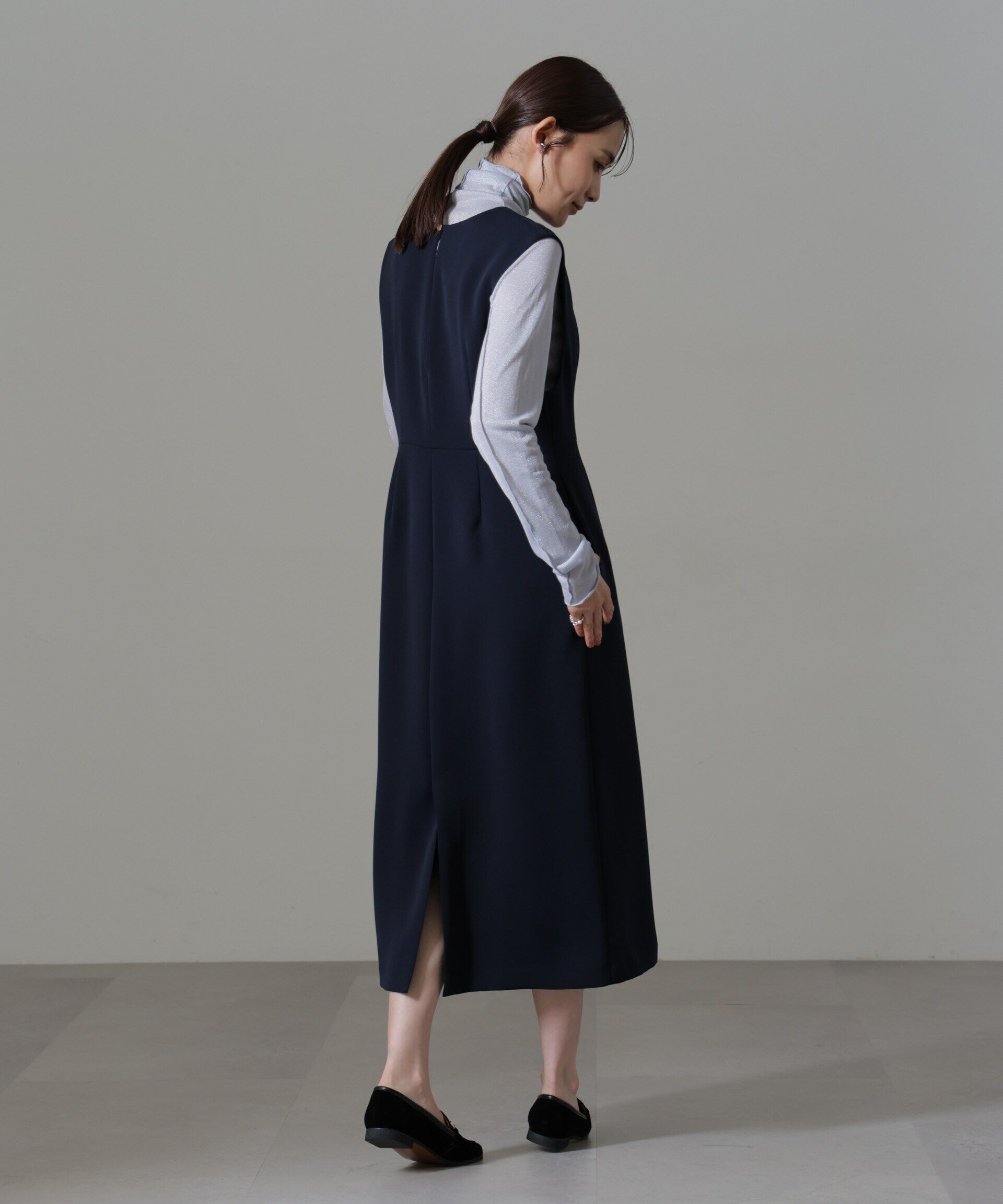 nano･universe「イージーケアダブルクロス ノースリーブワンピース(セットアップ可)」|ワンピース|