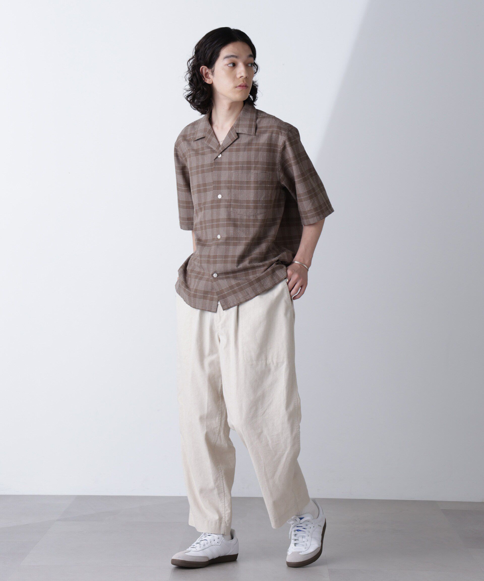 nano･universe「ブークレチェックオープンカラーシャツ」|シャツ・ブラウス|モカ3