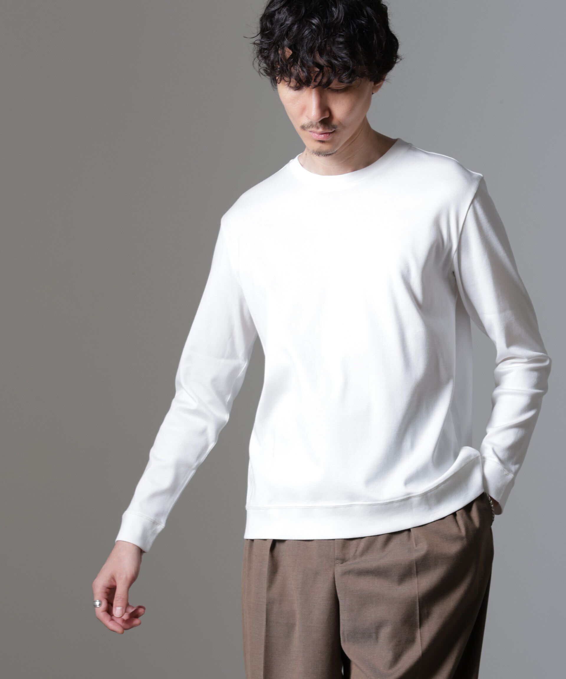 nano･universe「｢FORMAL JERSEY｣クルーネックカットソー長袖」|Tシャツ・カットソー|ホワイト