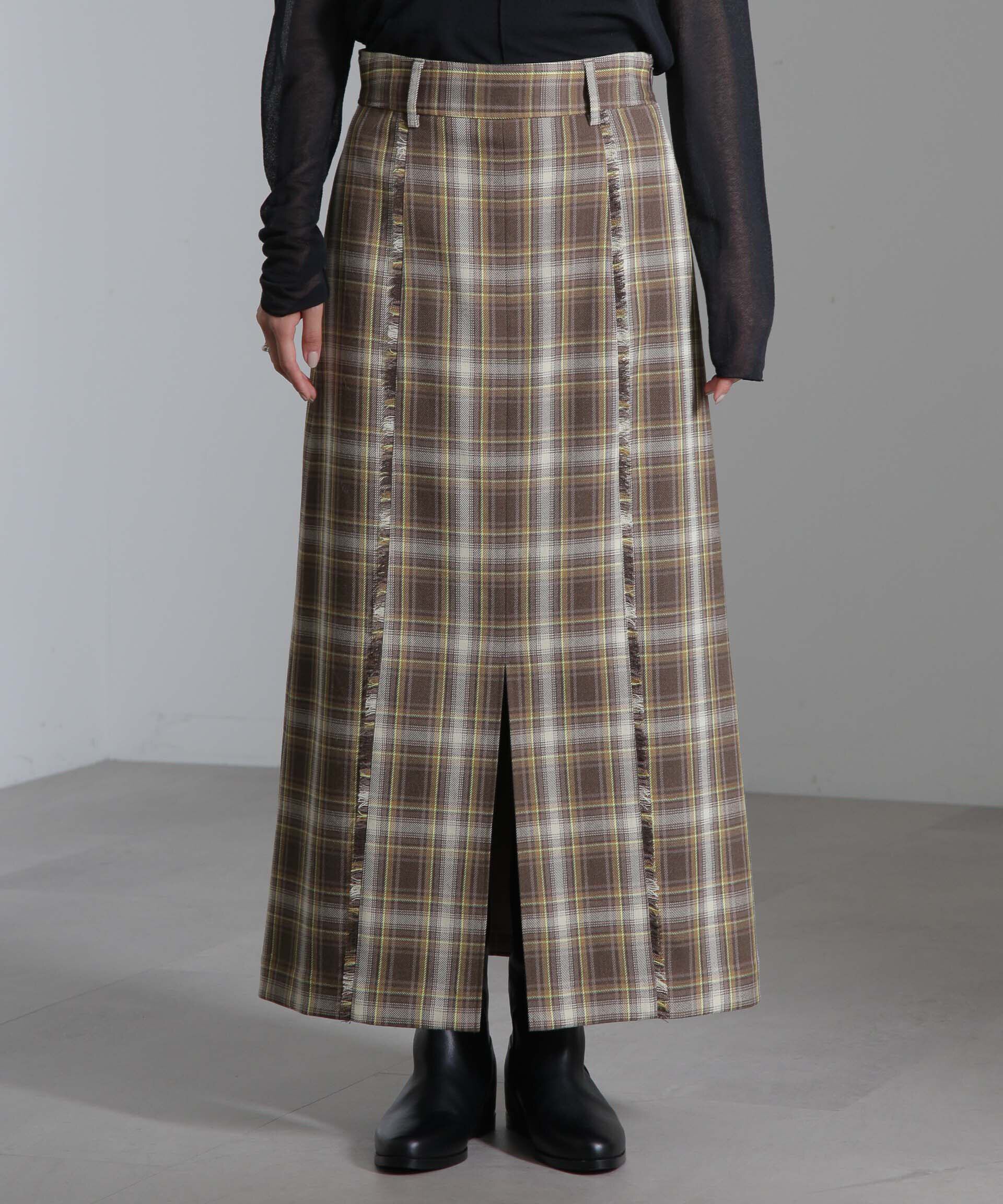 nano･universe「チェックスリットロングスカート」|スカート|