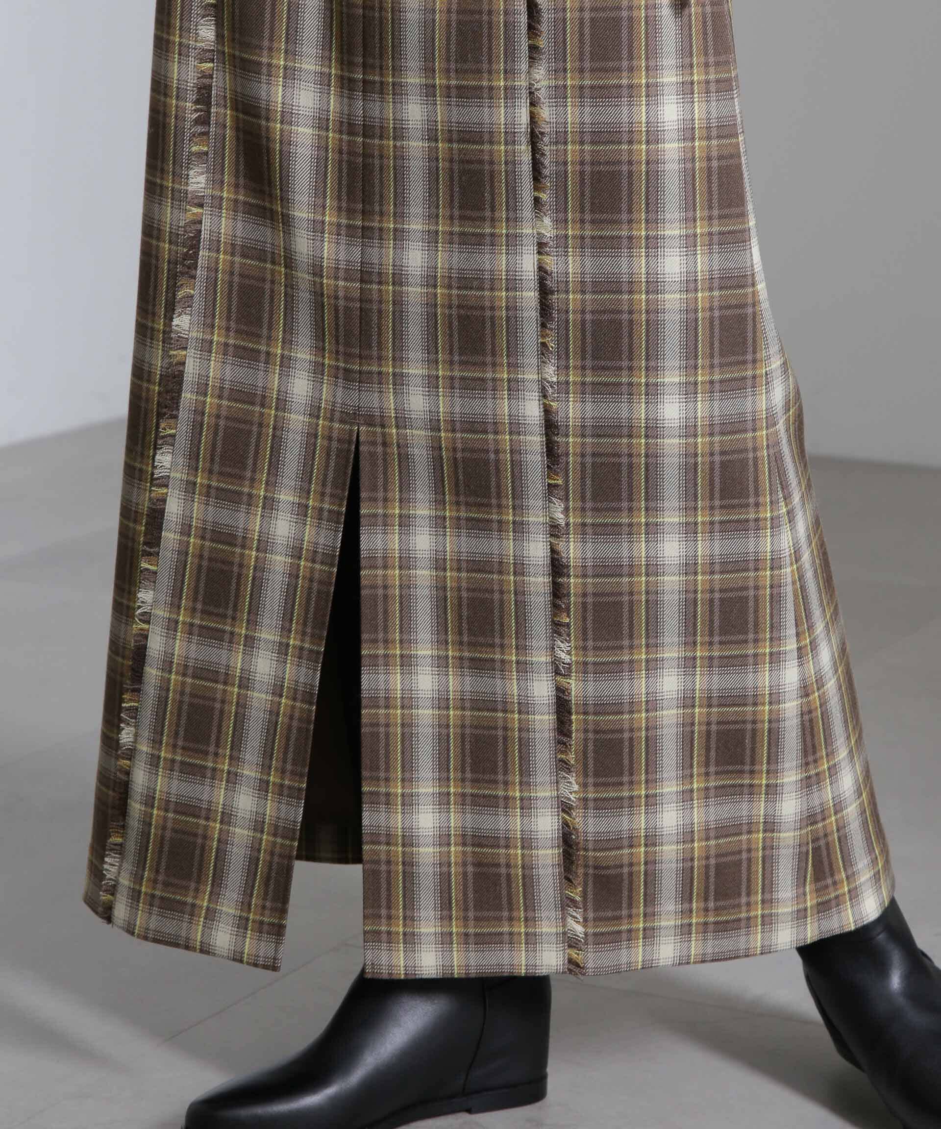 nano･universe「チェックスリットロングスカート」|スカート|