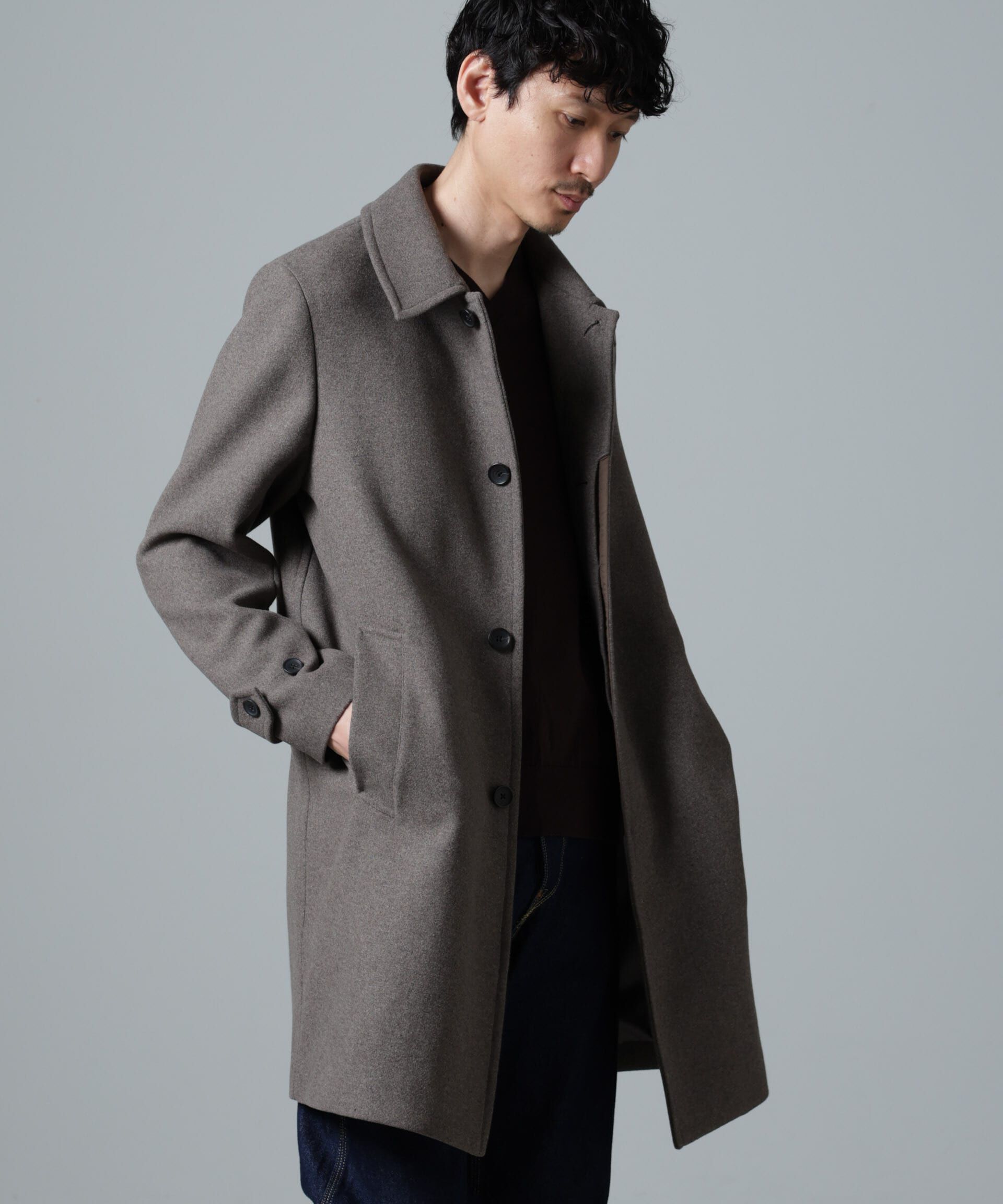 nano･universe「ウールブレンドメルトンステンカラーコート」|その他|モカ3