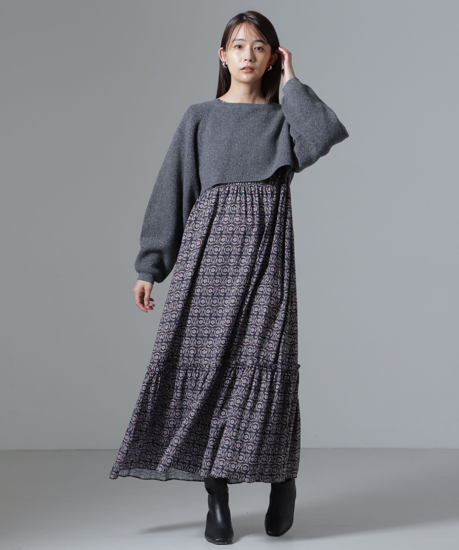 nano･universe「片畔ラメショートニットプルオーバー」|ニット・セーター|