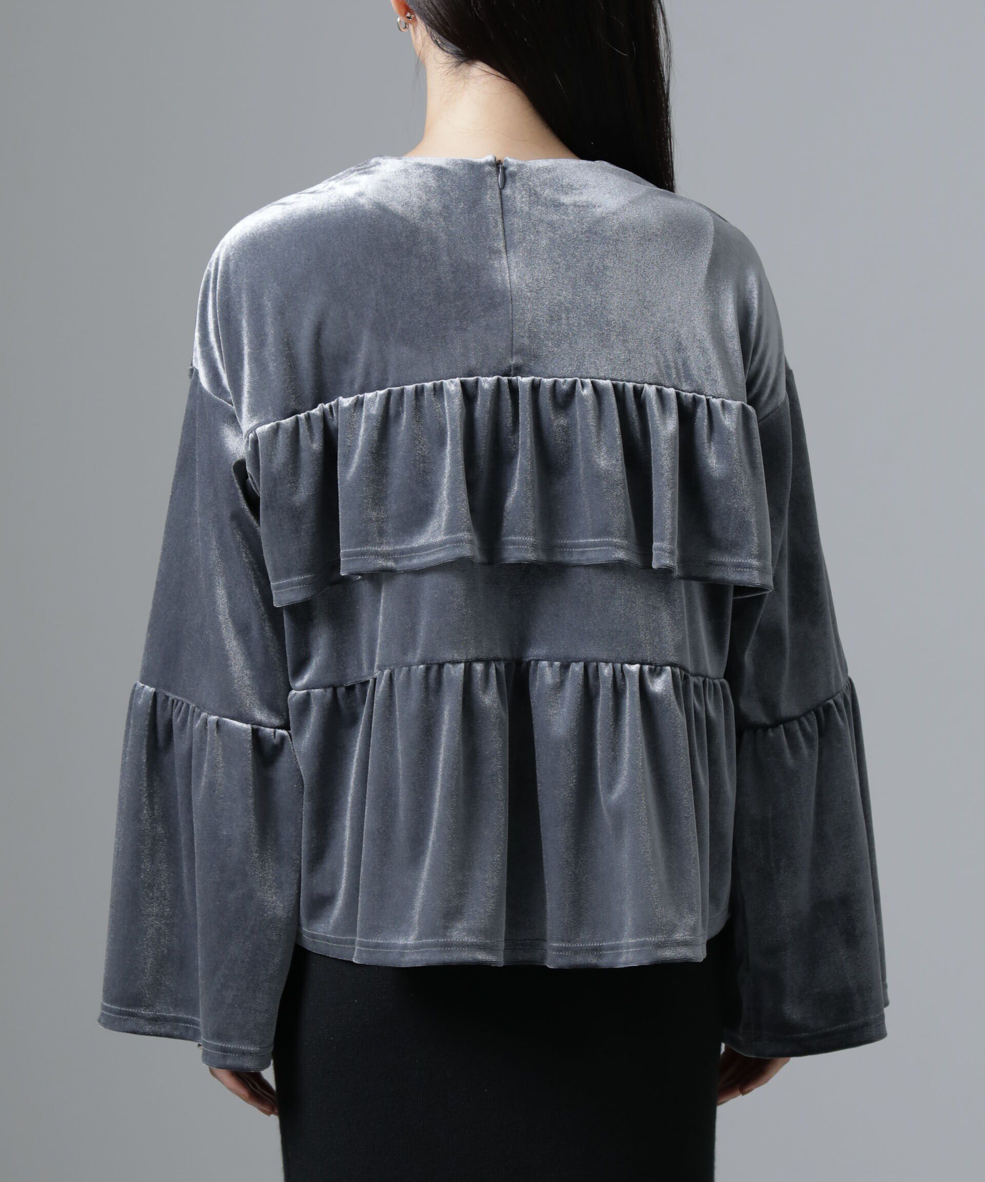 nano･universe「ベロアフリルカットブラウス」|Tシャツ・カットソー|