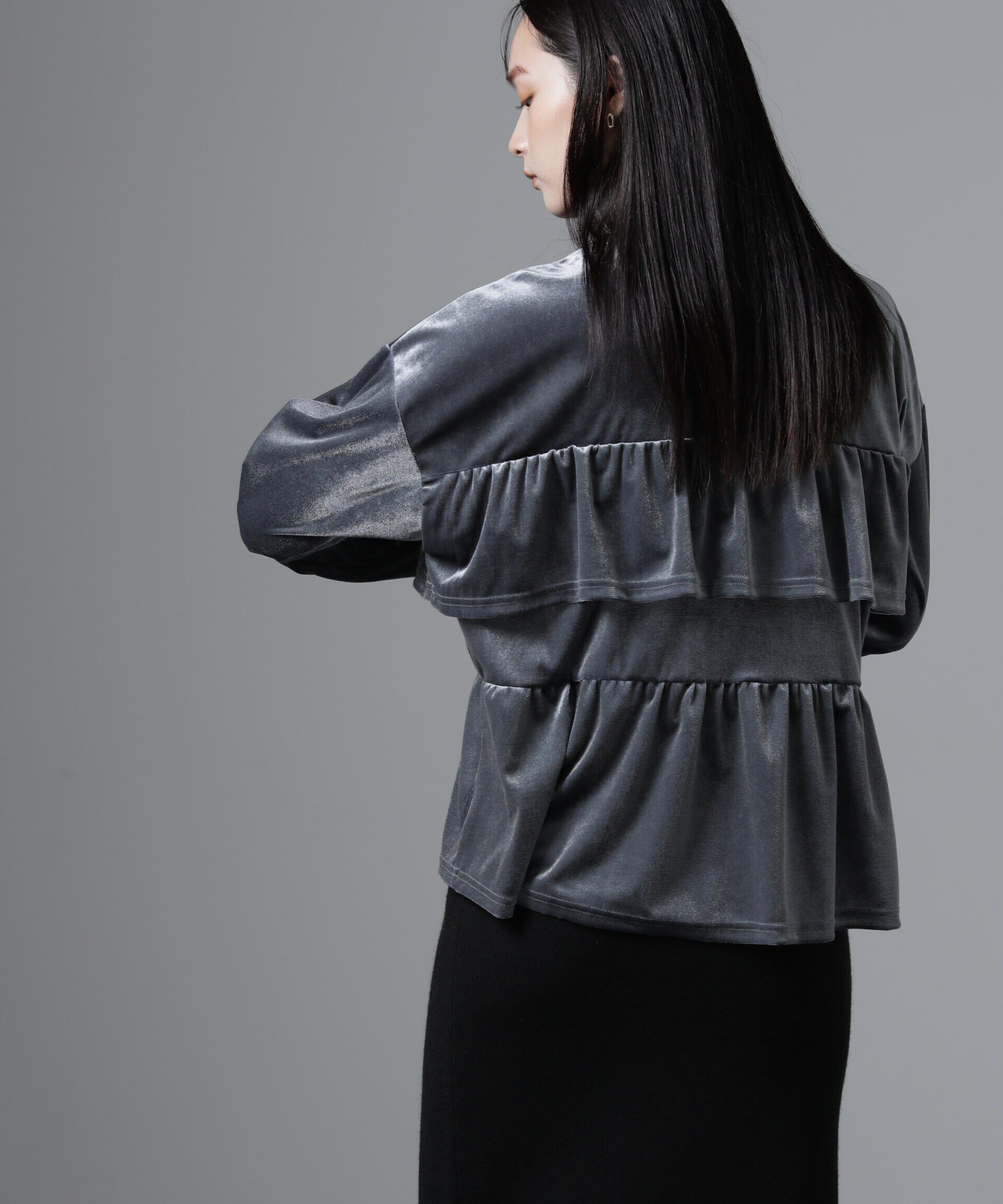 nano･universe「ベロアフリルカットブラウス」|Tシャツ・カットソー|