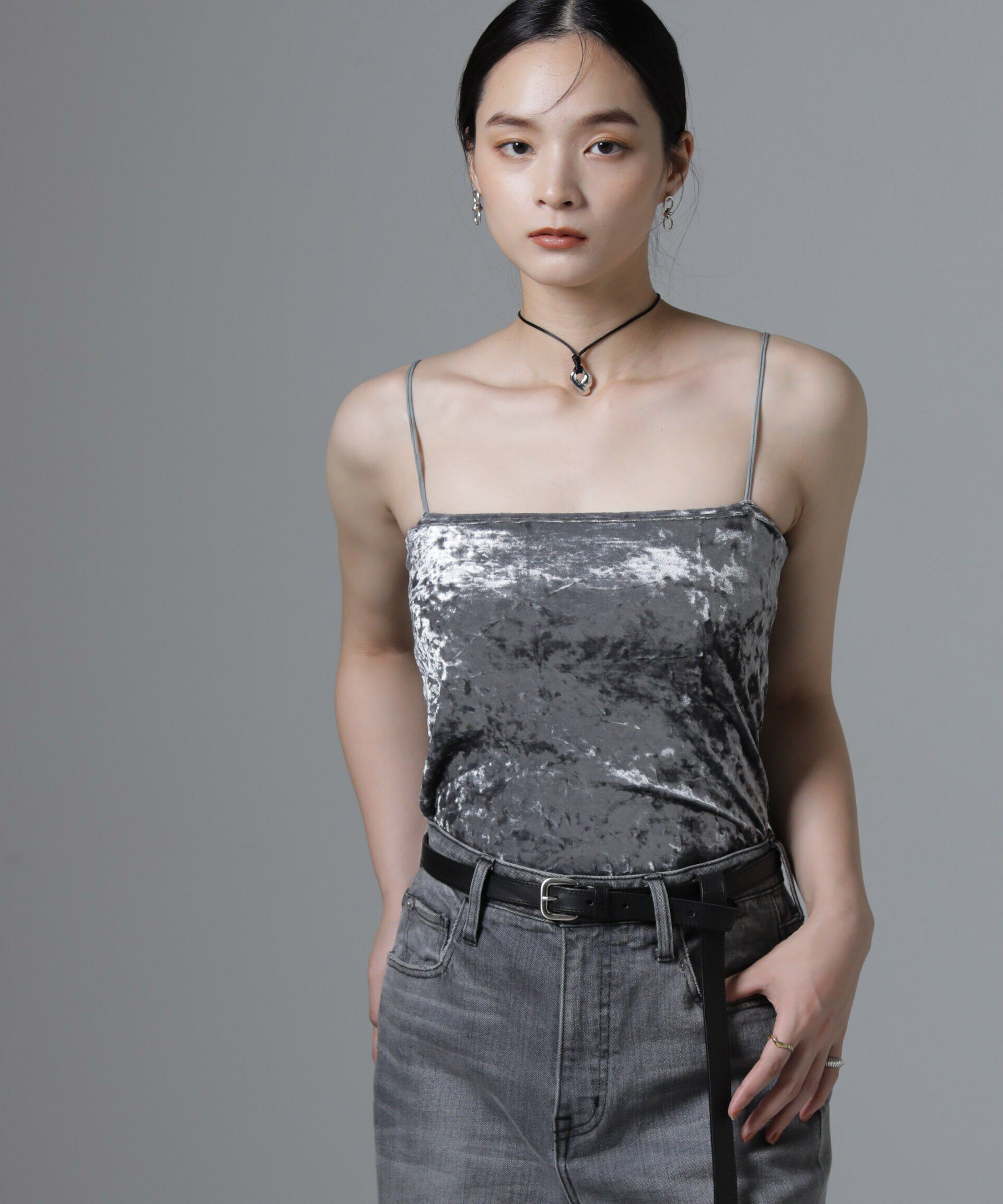 nano･universe「カップ付きベロアキャミソール」|Tシャツ・カットソー|