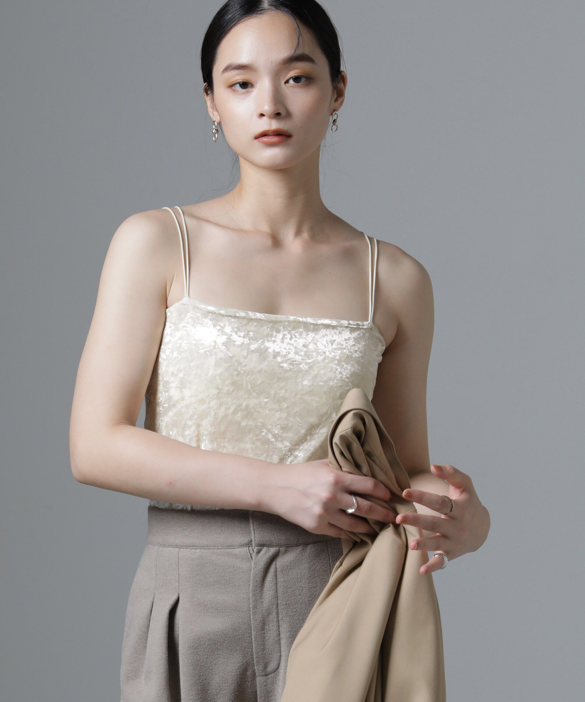 nano･universe「カップ付きベロアキャミソール」|Tシャツ・カットソー|