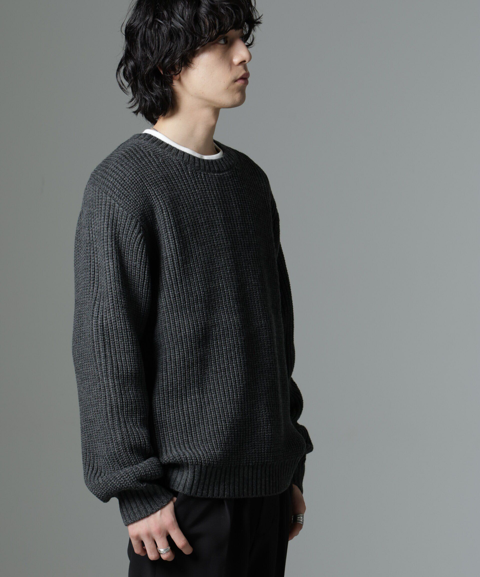 nano･universe「リラックス畦ニット」|ニット・セーター|チャコール3
