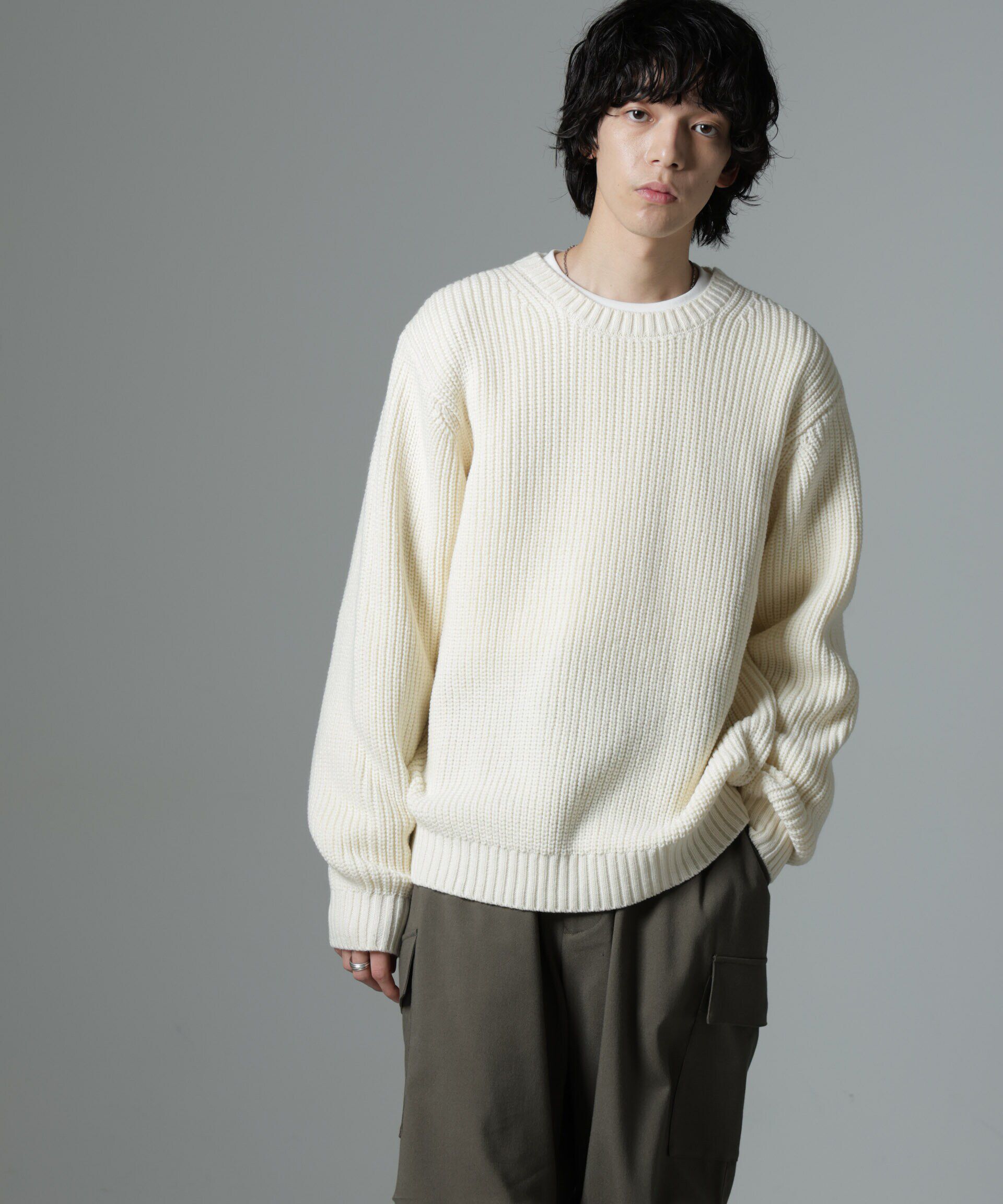 nano･universe「リラックス畦ニット」|ニット・セーター|ホワイト