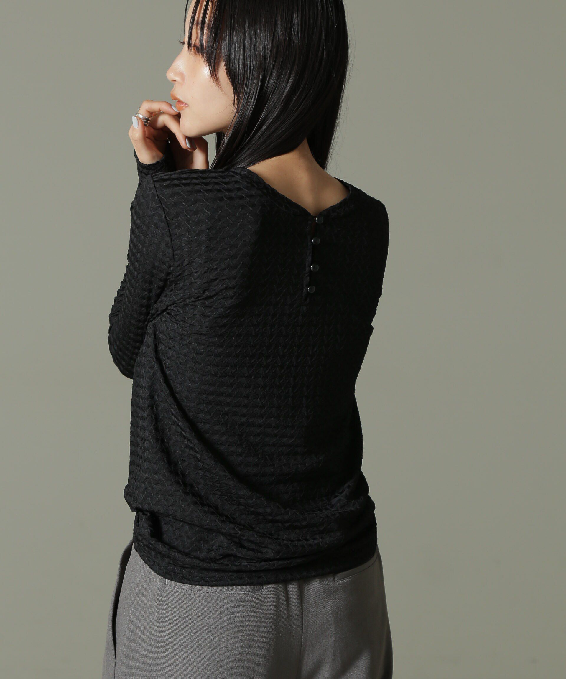 nano･universe「前後2WAYシャーリングカットトップス」|Tシャツ・カットソー|