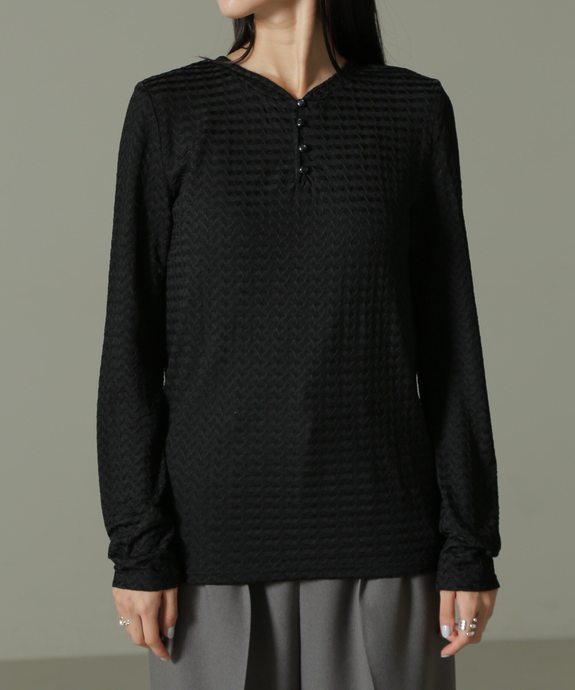 nano･universe「前後2WAYシャーリングカットトップス」|Tシャツ・カットソー|