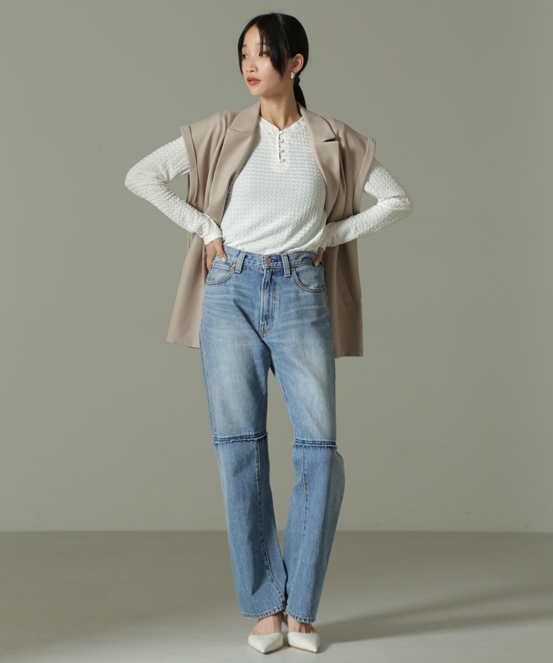 nano･universe「前後2WAYシャーリングカットトップス」|Tシャツ・カットソー|