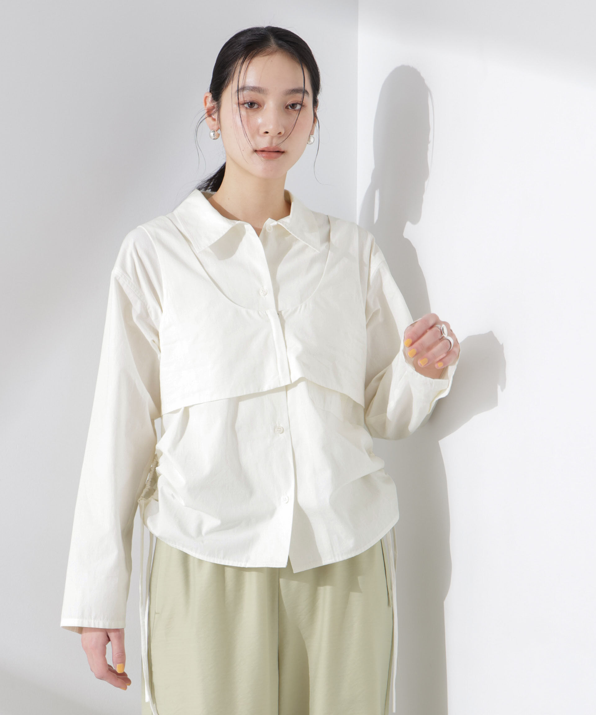 nano･universe「ビスチェセットドロストワイドコットンシャツ」|シャツ・ブラウス|