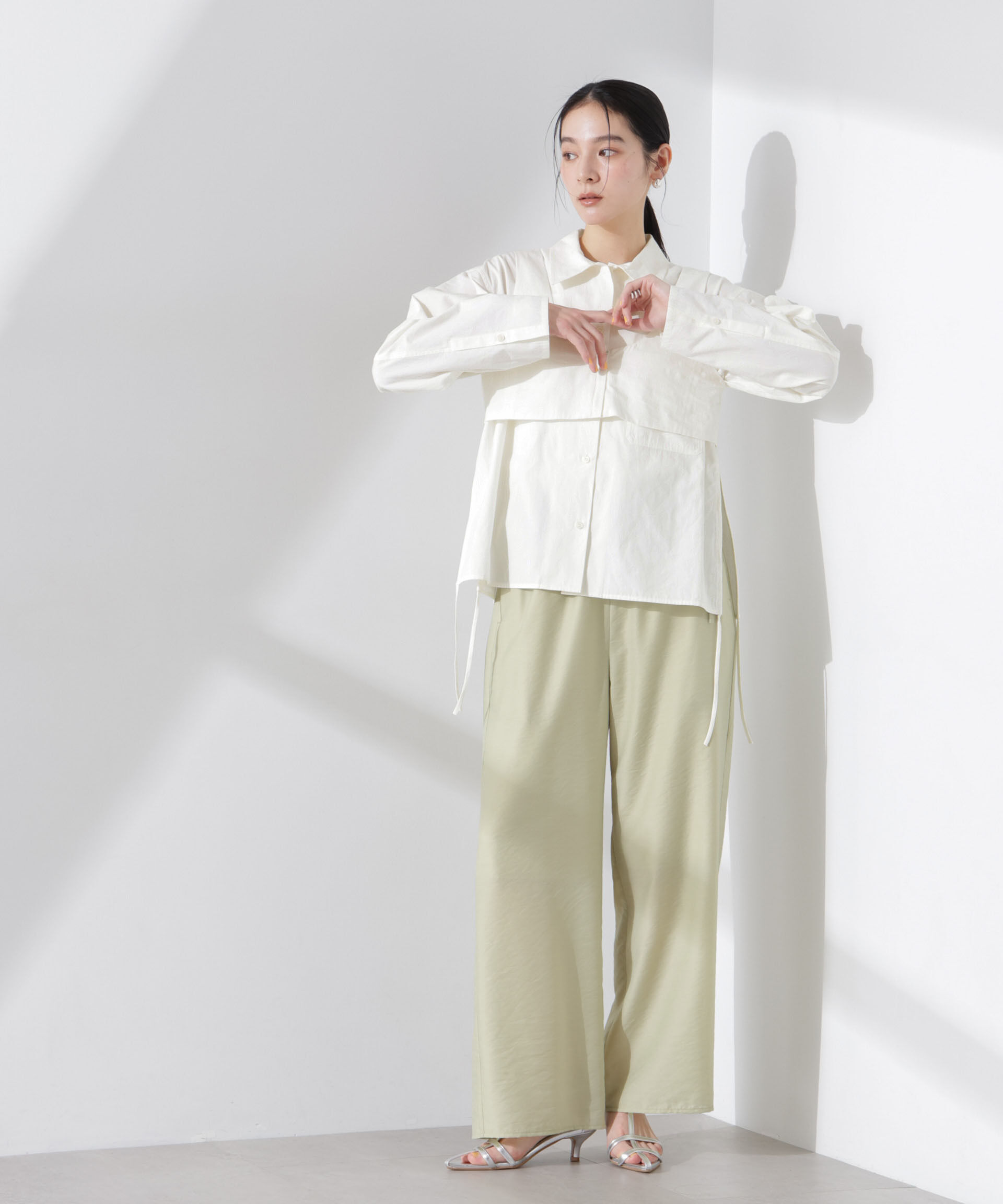 nano･universe「ビスチェセットドロストワイドコットンシャツ」|シャツ・ブラウス|