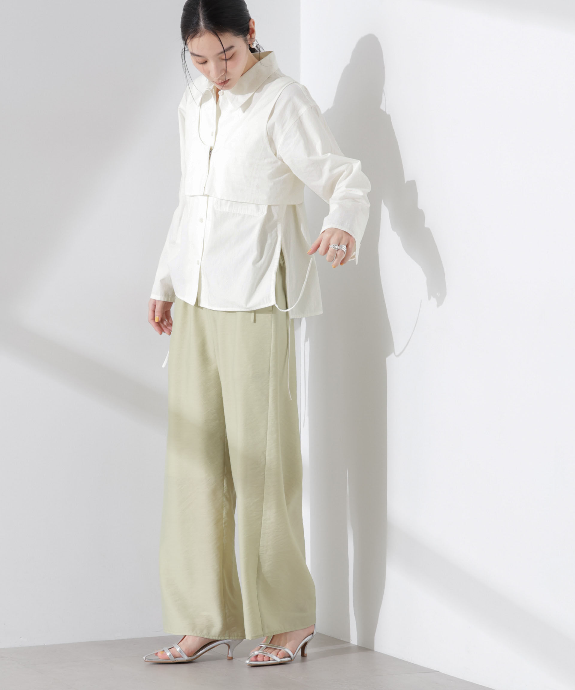 nano･universe「ビスチェセットドロストワイドコットンシャツ」|シャツ・ブラウス|