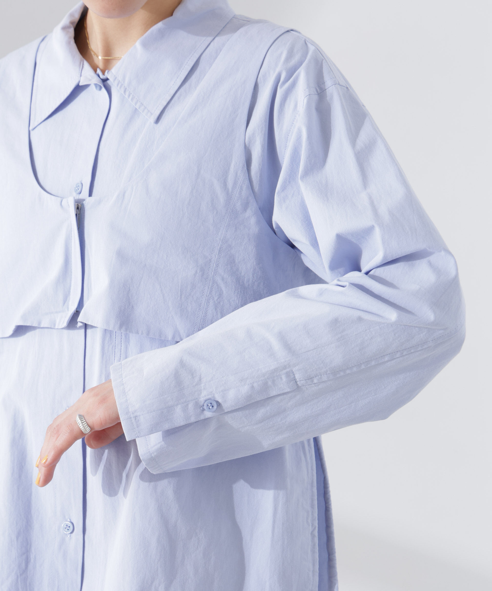 nano･universe「ビスチェセットドロストワイドコットンシャツ」|シャツ・ブラウス|