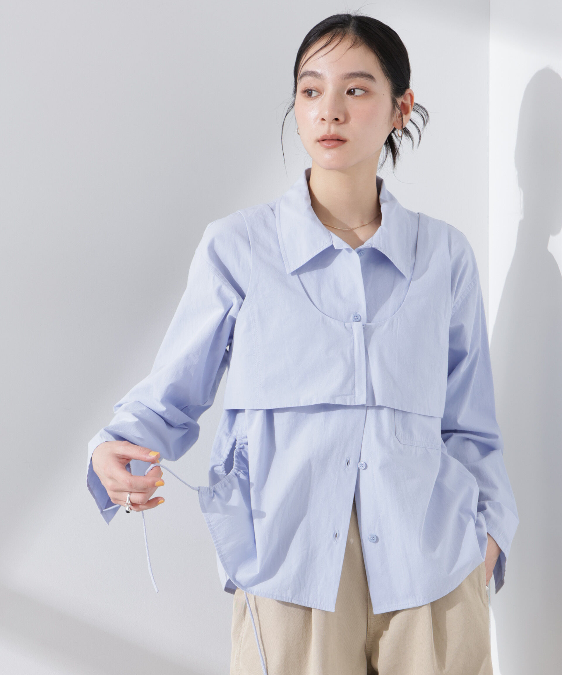 nano･universe「ビスチェセットドロストワイドコットンシャツ」|シャツ・ブラウス|