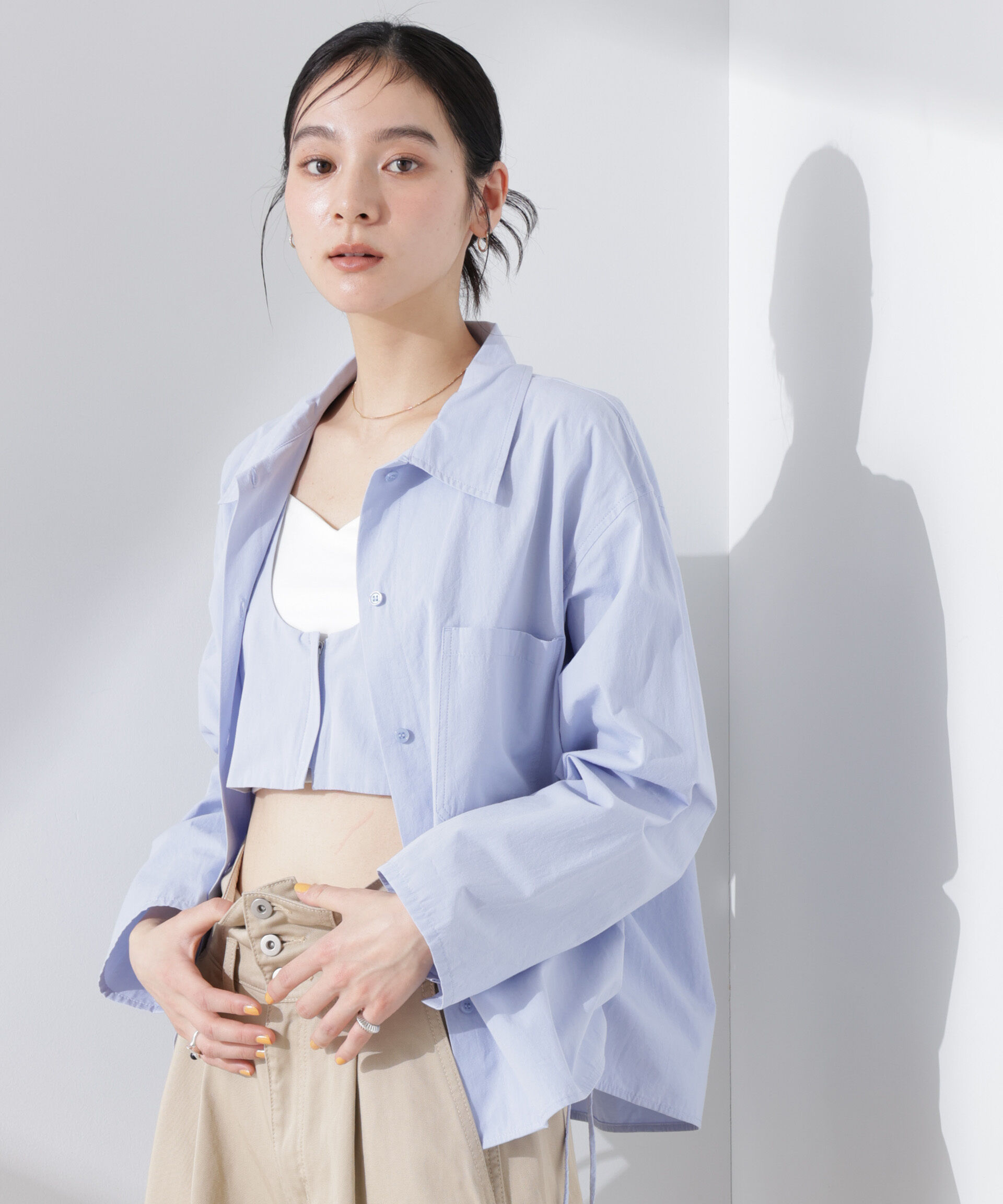 nano･universe「ビスチェセットドロストワイドコットンシャツ」|シャツ・ブラウス|