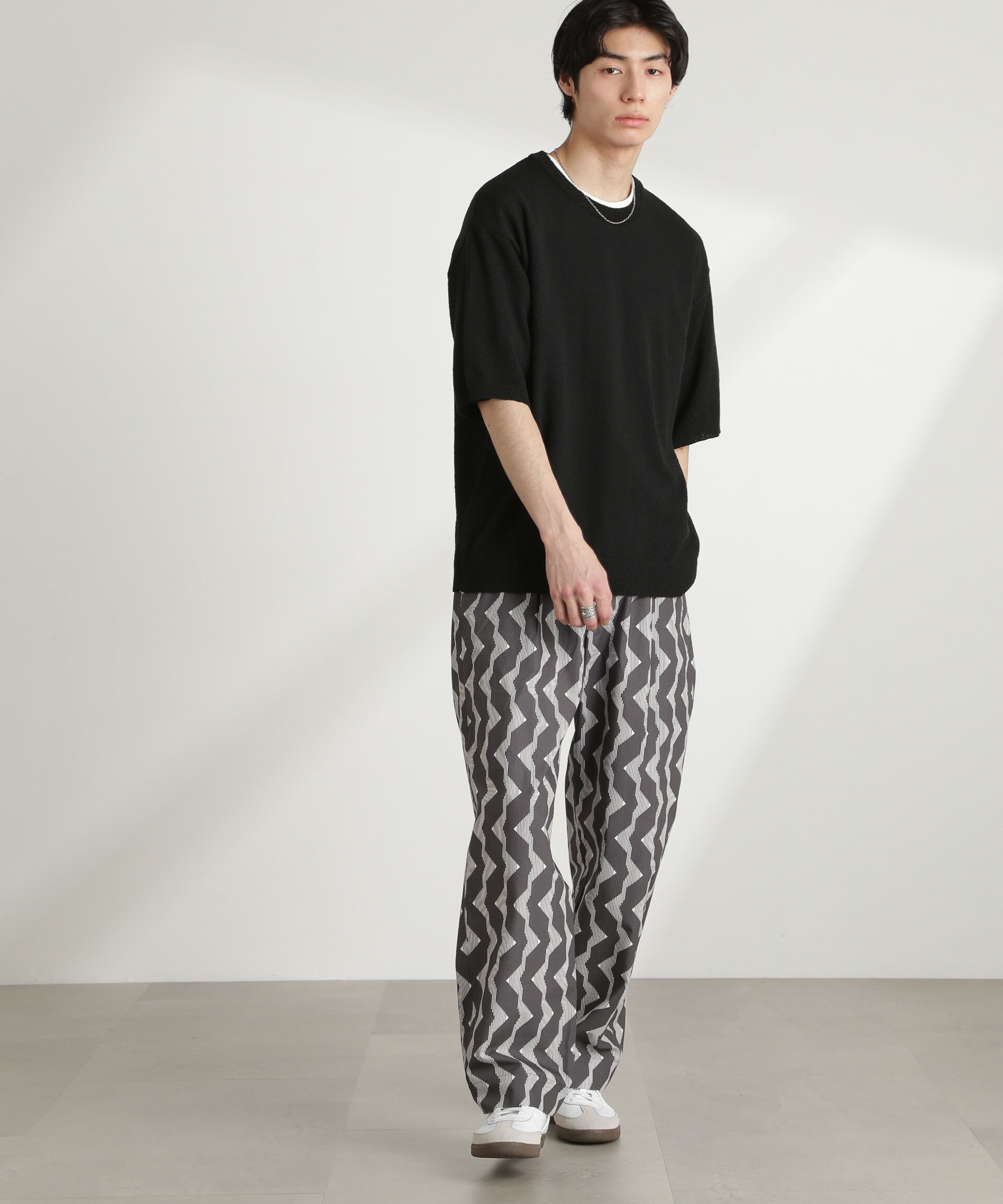 nano･universe「ブークレクルーネックニット 半袖」|ニット・セーター|