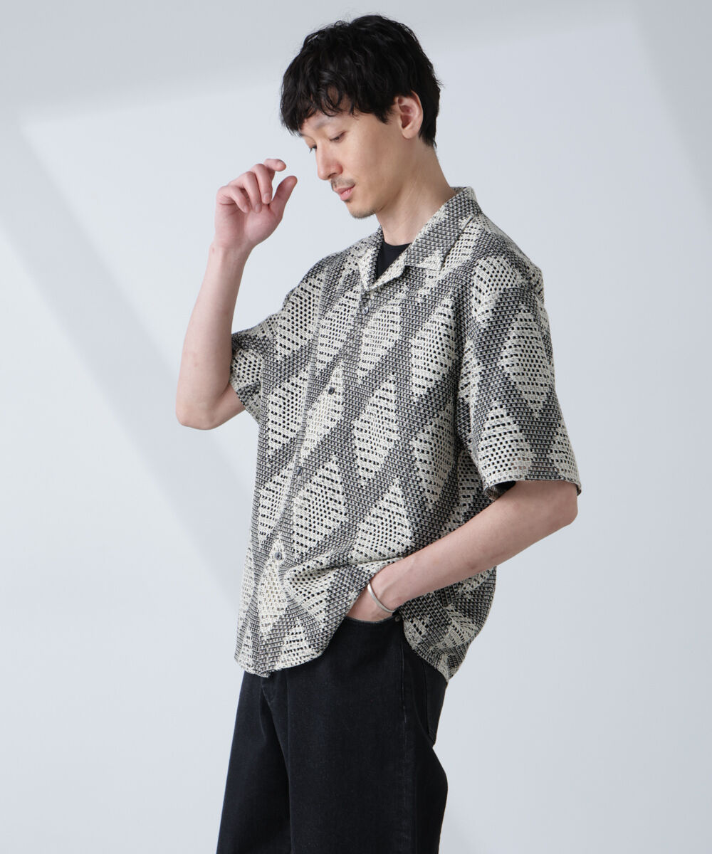 nano･universe「ダイヤレース オープンカラーシャツ」|シャツ・ブラウス|