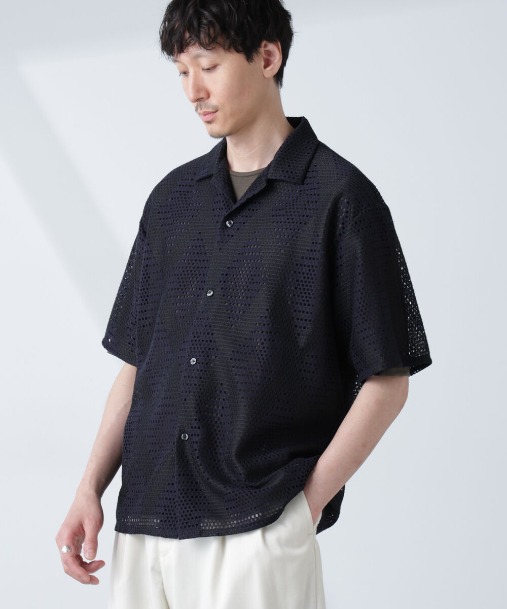 nano･universe「ダイヤレース オープンカラーシャツ」|シャツ・ブラウス|