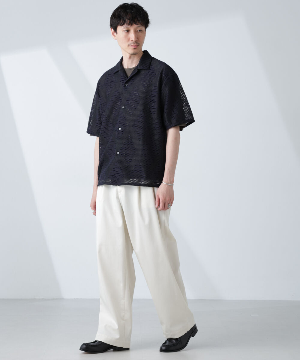 nano･universe「ダイヤレース オープンカラーシャツ」|シャツ・ブラウス|