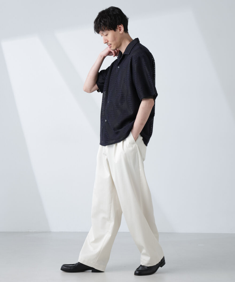 nano･universe「ダイヤレース オープンカラーシャツ」|シャツ・ブラウス|