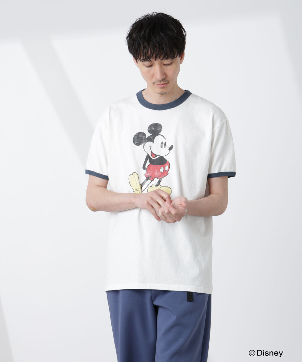 nano･universe「「NJ/CLUB」ミッキーマウス / フェードリンガーTシャツ半袖」|Tシャツ・カットソー|