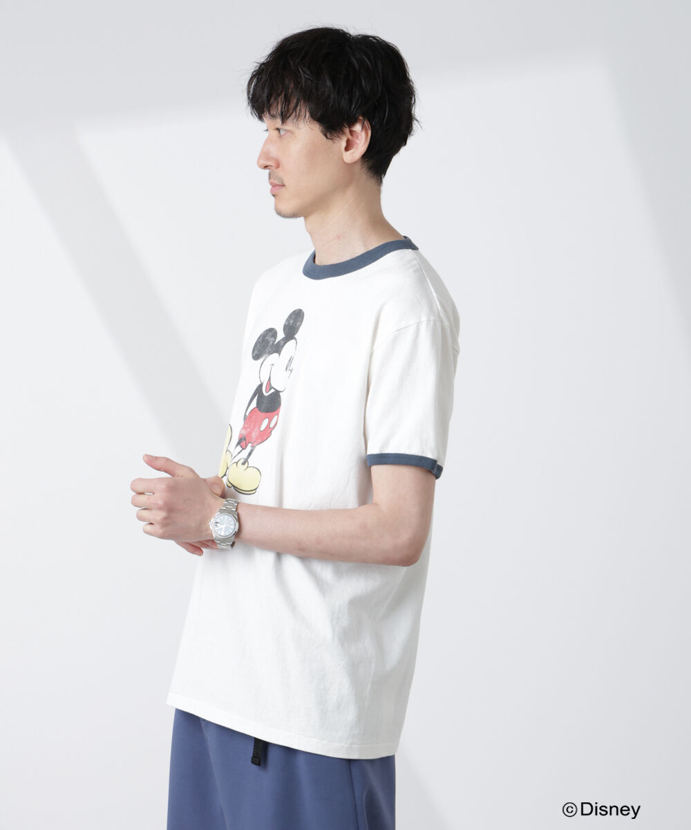 nano･universe「「NJ/CLUB」ミッキーマウス / フェードリンガーTシャツ半袖」|Tシャツ・カットソー|