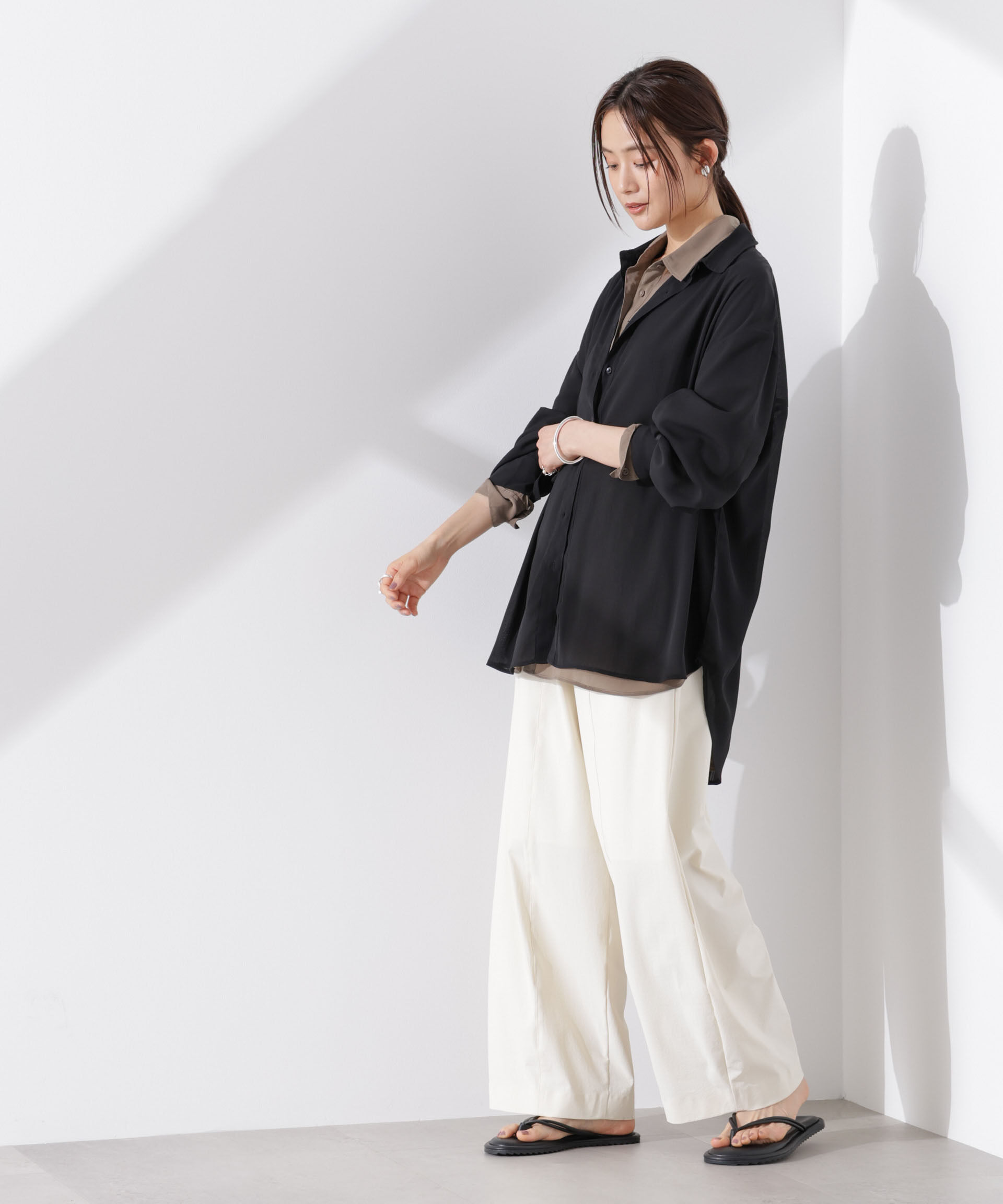 nano･universe「シアー楊柳オーバーサイズシャツ」|シャツ・ブラウス|