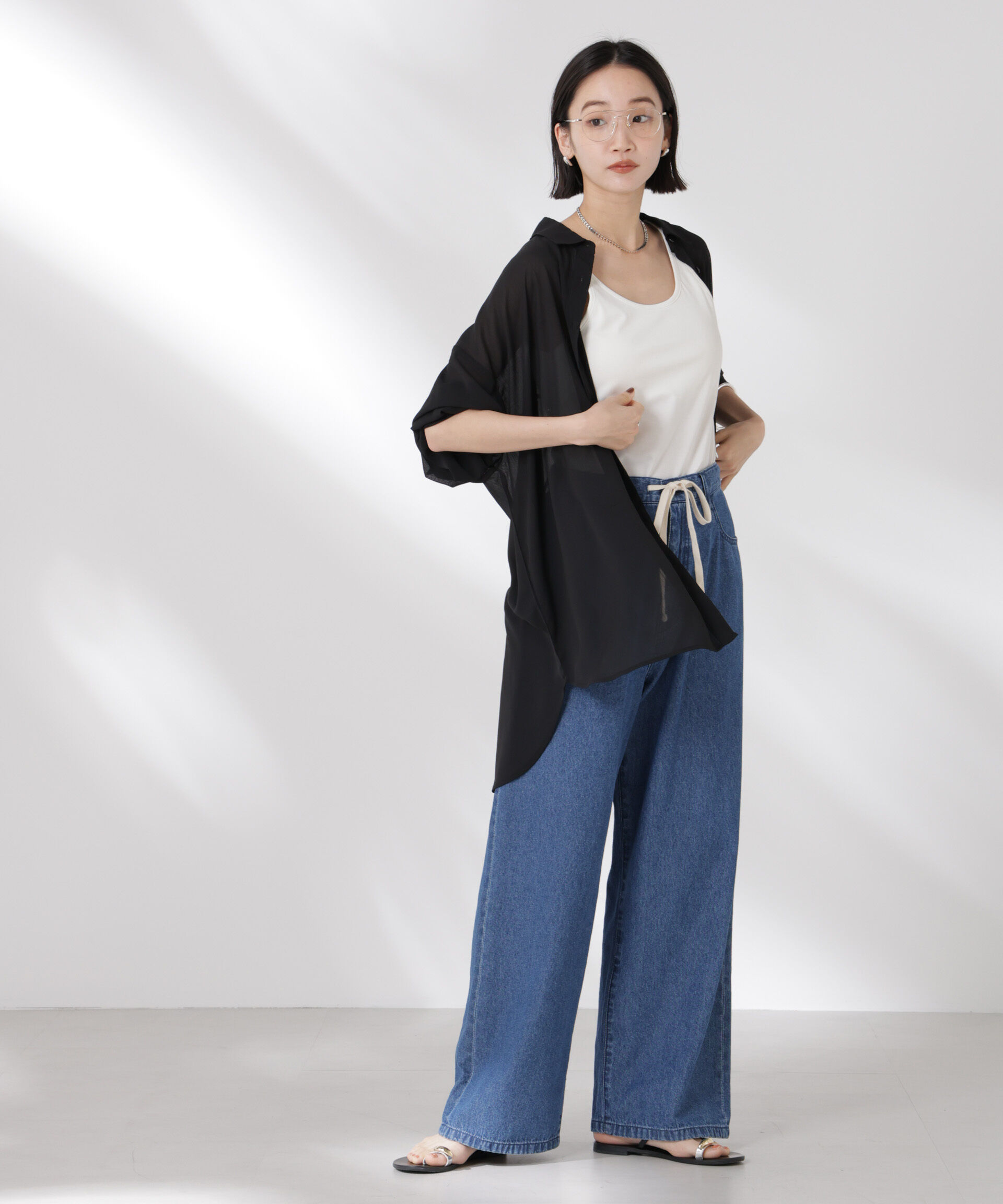 nano･universe「シアー楊柳オーバーサイズシャツ」|シャツ・ブラウス|