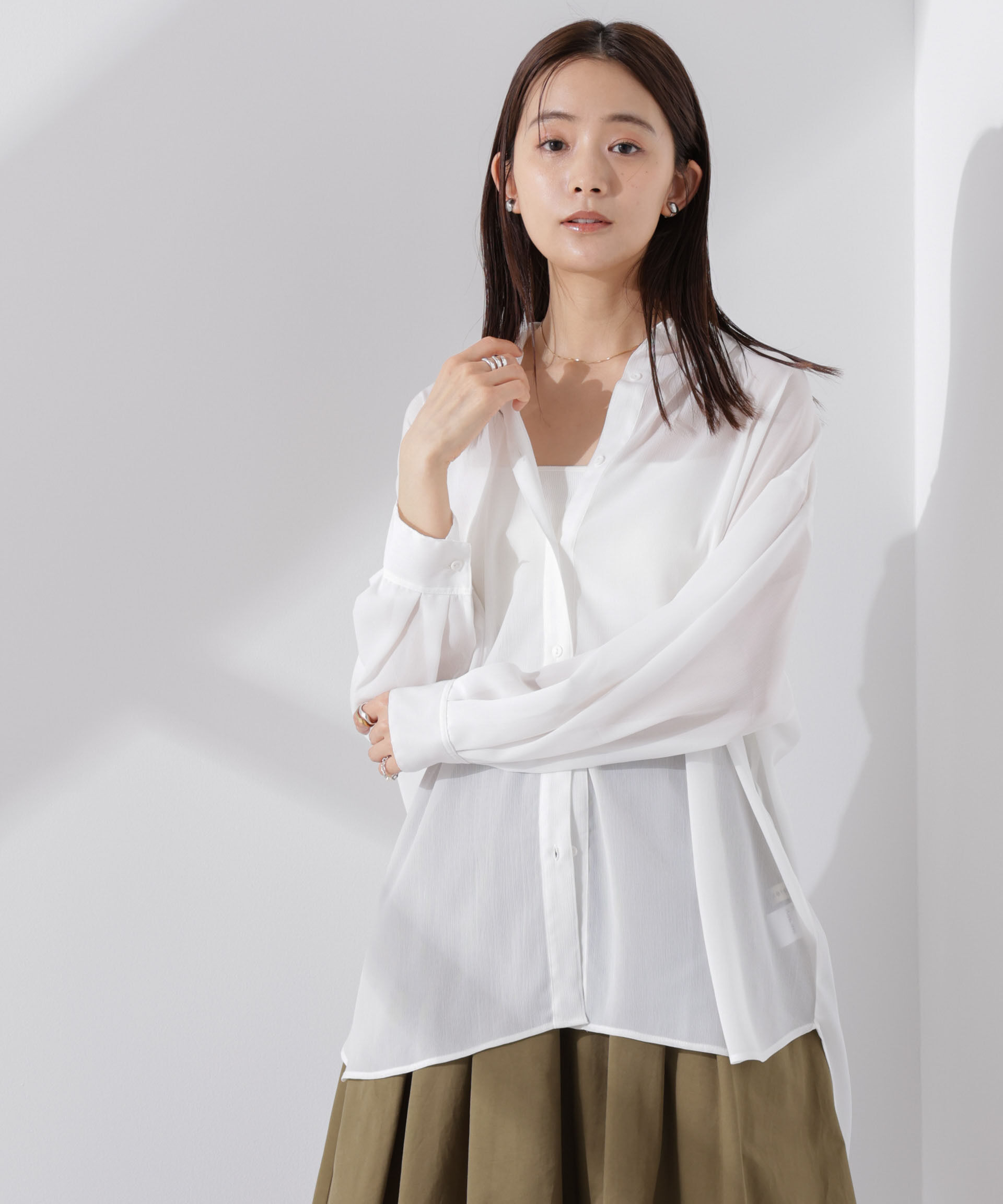 nano･universe「シアー楊柳オーバーサイズシャツ」|シャツ・ブラウス|