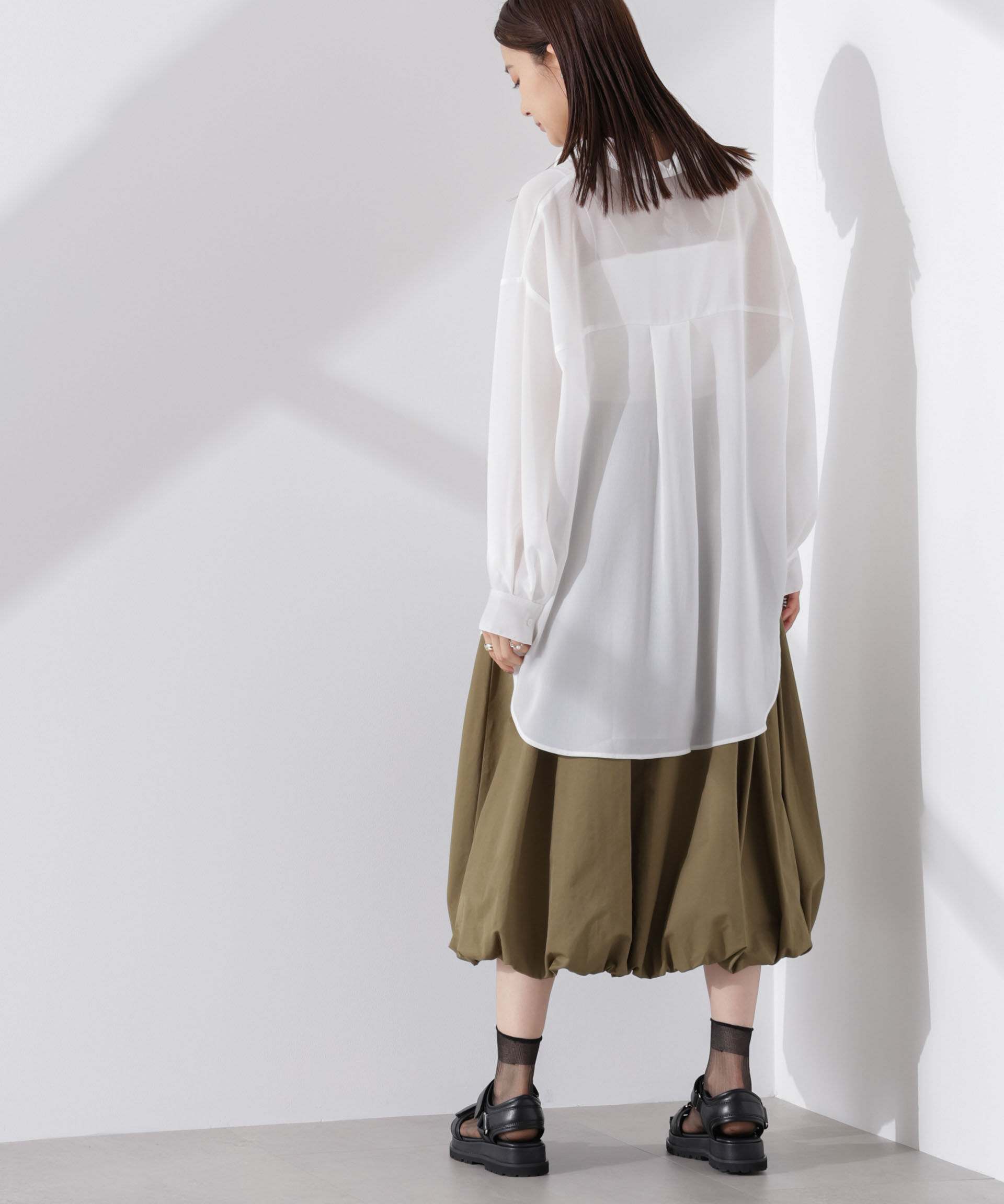 nano･universe「シアー楊柳オーバーサイズシャツ」|シャツ・ブラウス|