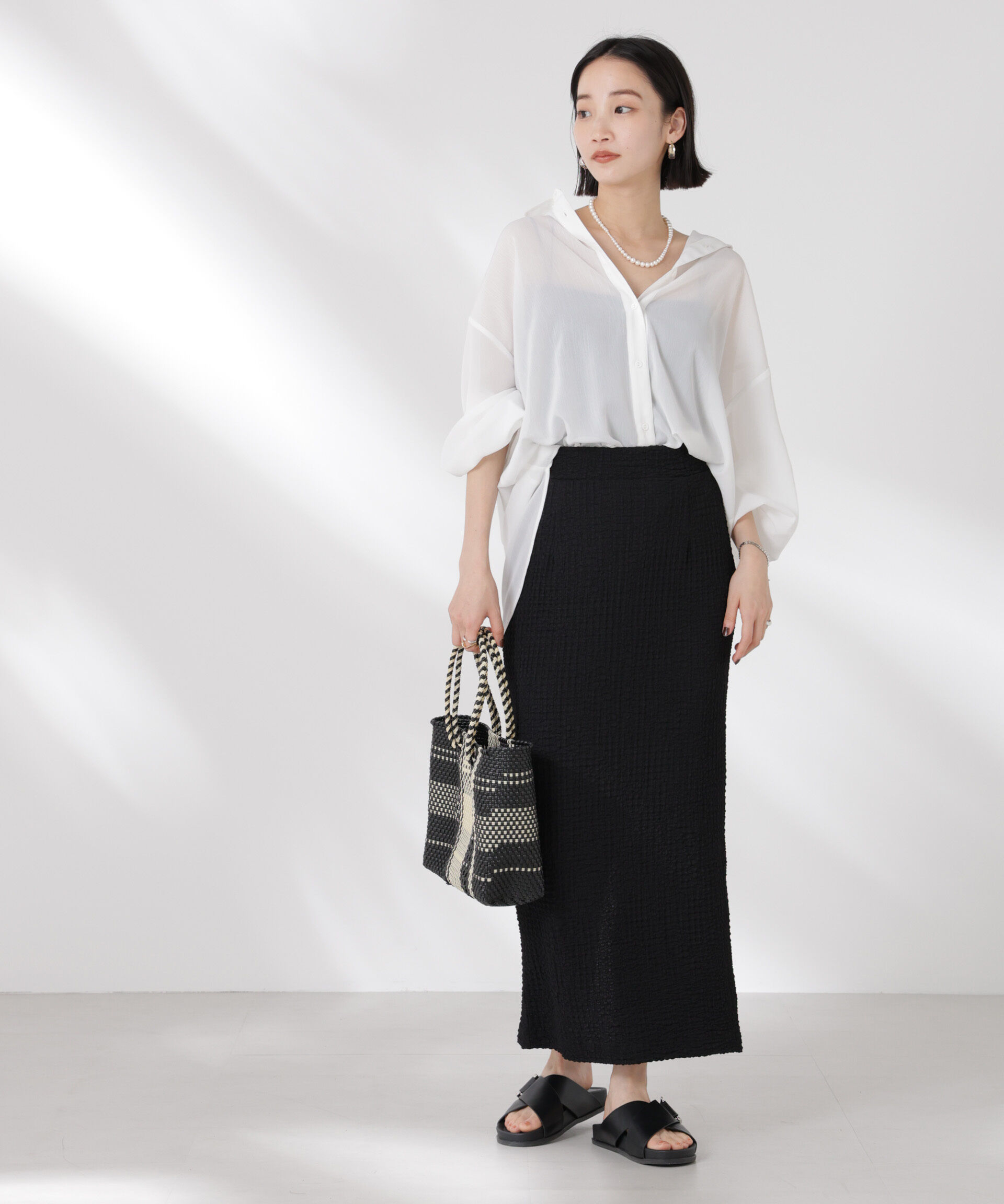 nano･universe「シアー楊柳オーバーサイズシャツ」|シャツ・ブラウス|