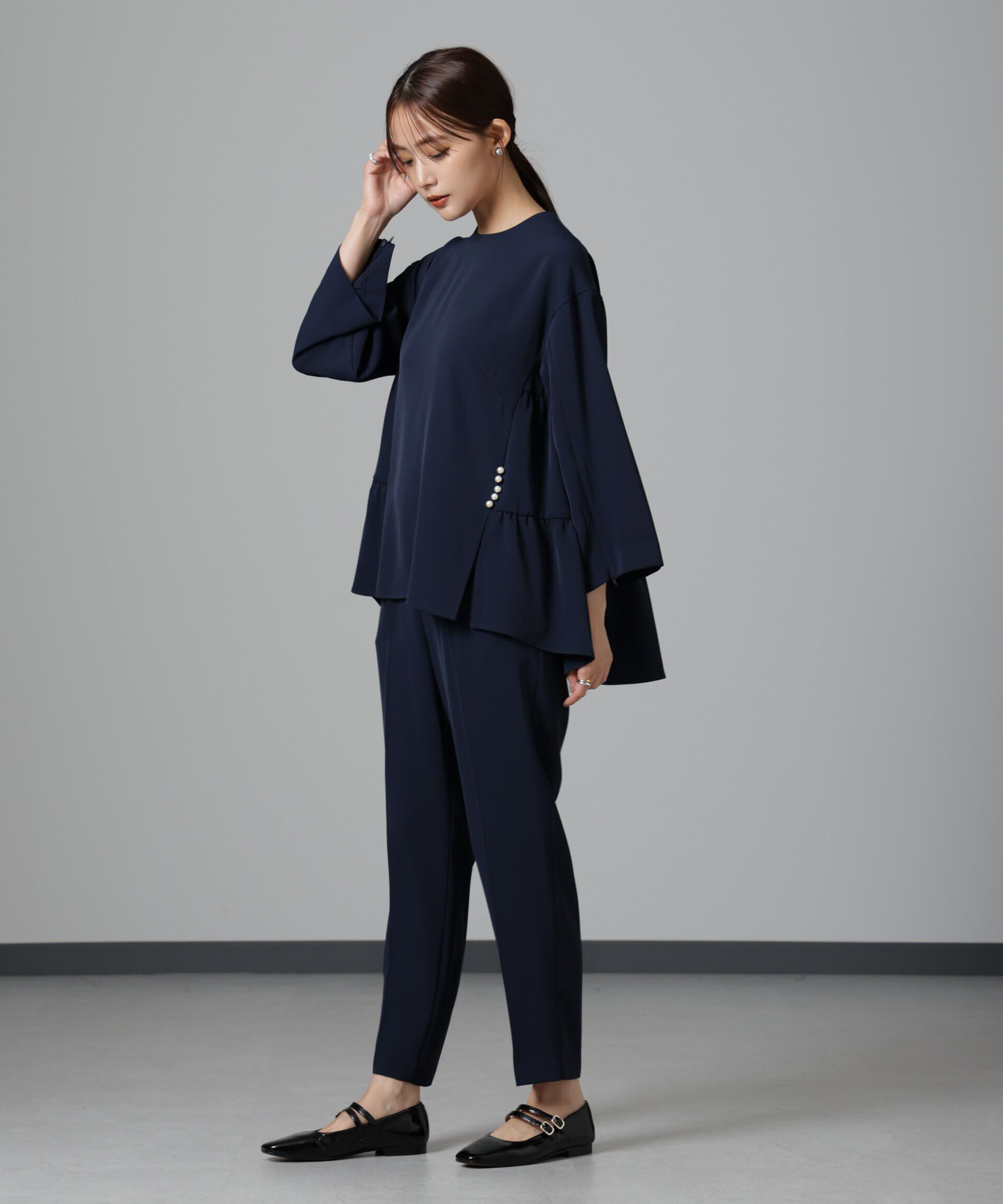 nano･universe「troisiemechaco/ダブルクロス セットアップパンツ」|スーツ|ネイビー