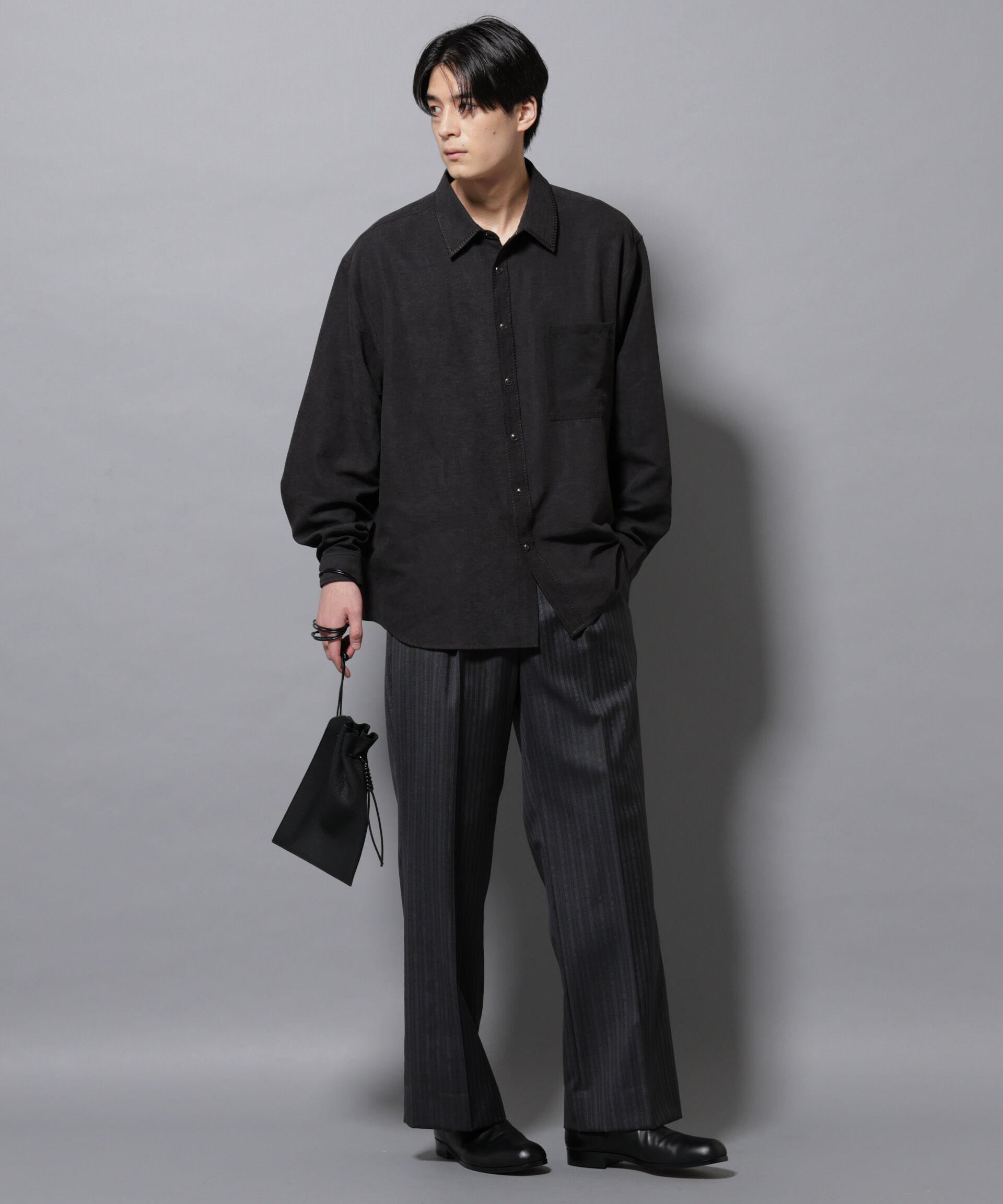 nano･universe「エンブロイダリーフェイクスウェードシャツ」|シャツ・ブラウス|