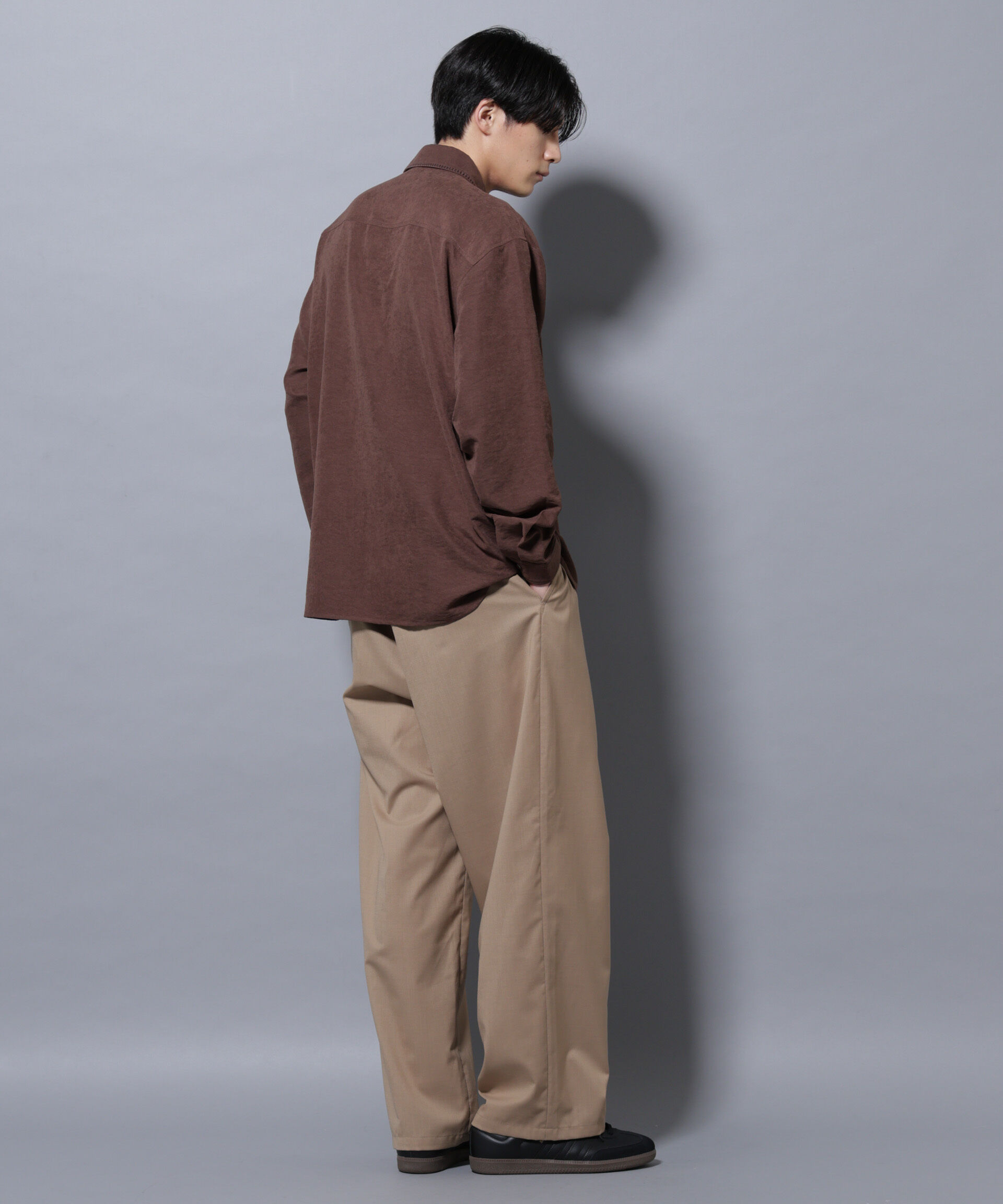 nano･universe「エンブロイダリーフェイクスウェードシャツ」|シャツ・ブラウス|