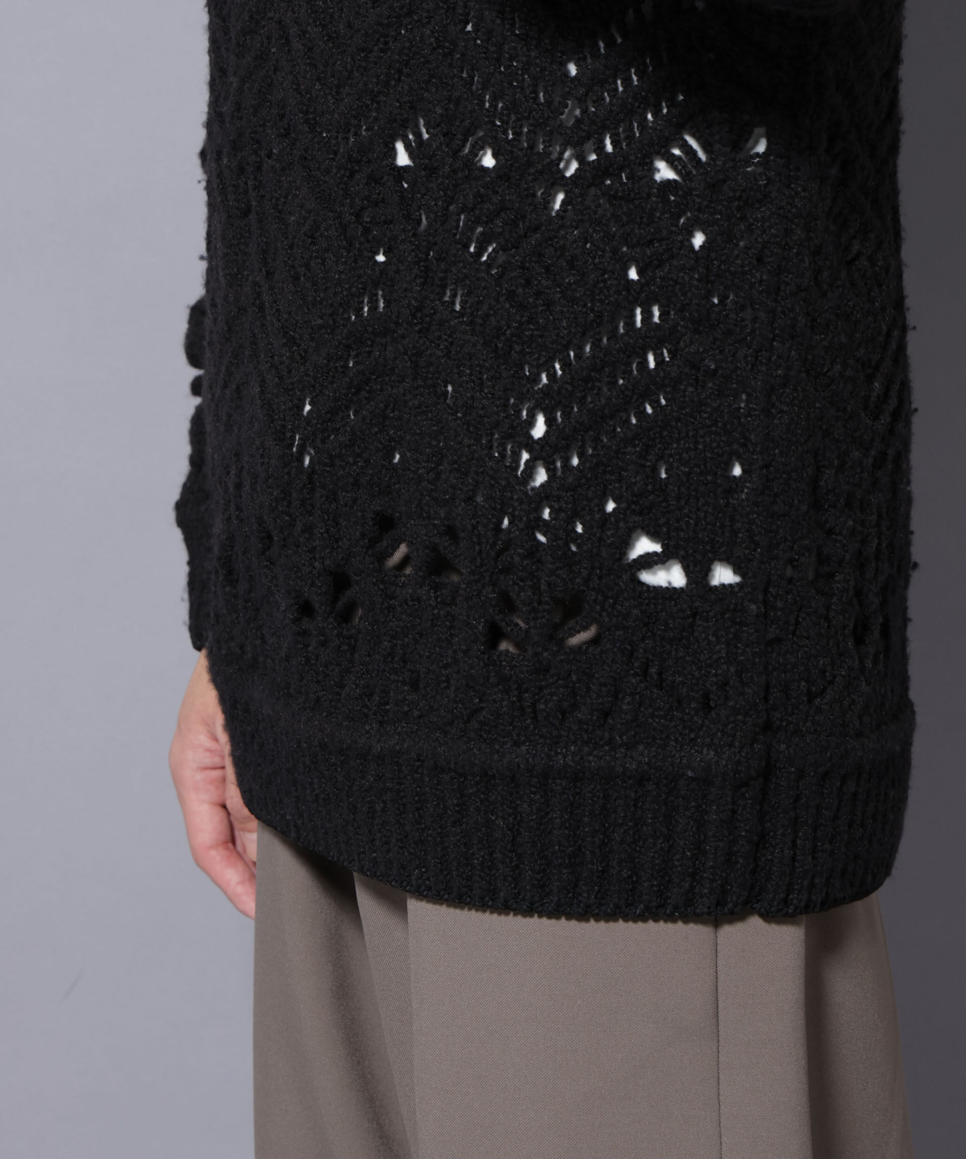 nano･universe「透かし編み クルーネックニット」|ニット・セーター|