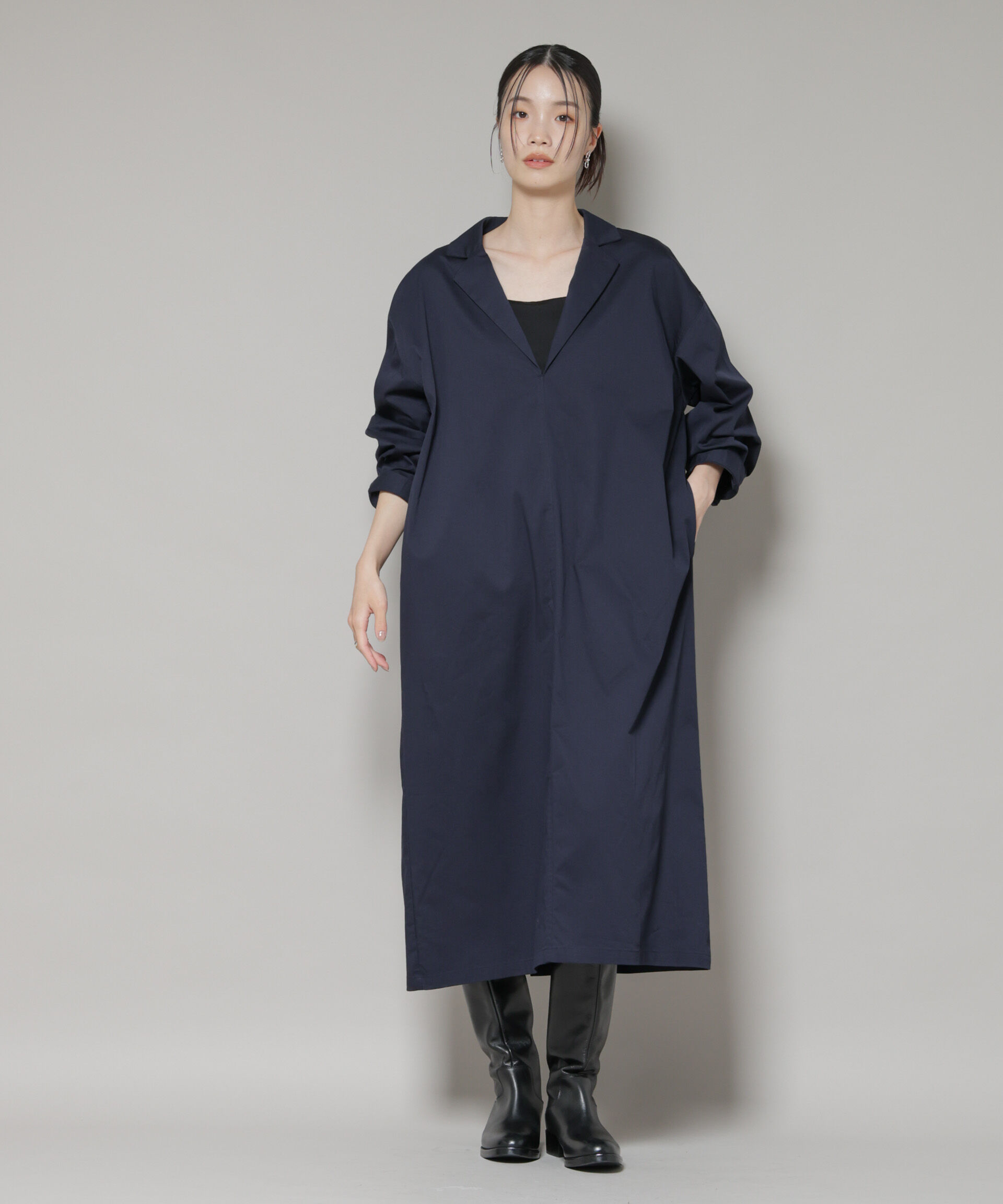 nano･universe「テーラードカラーロングワンピース」|ワンピース|D.ネイビー1