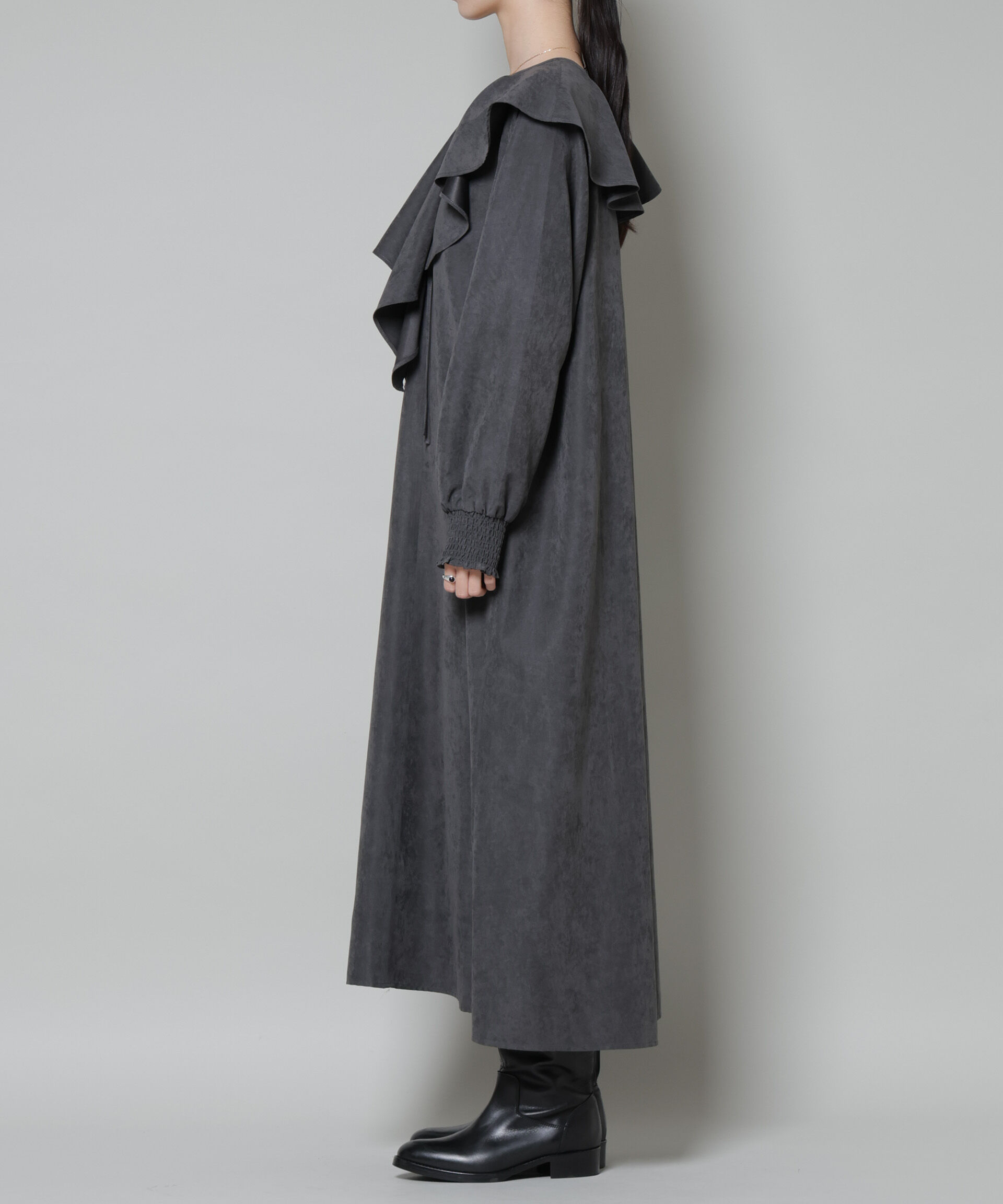 nano･universe「取り外し可能ラッフルカラー付きピーチフレアワンピース」|ワンピース|