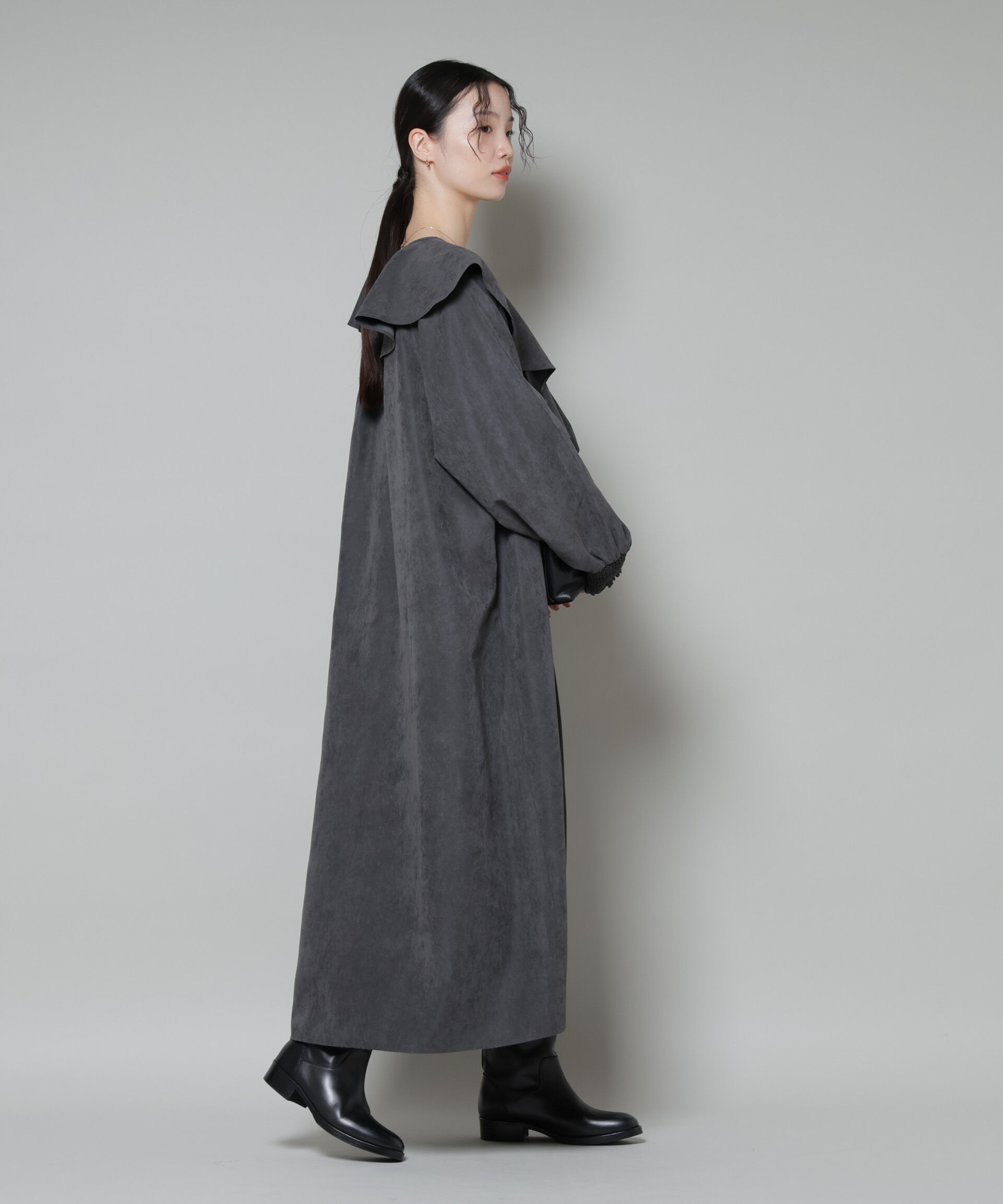 nano･universe「取り外し可能ラッフルカラー付きピーチフレアワンピース」|ワンピース|