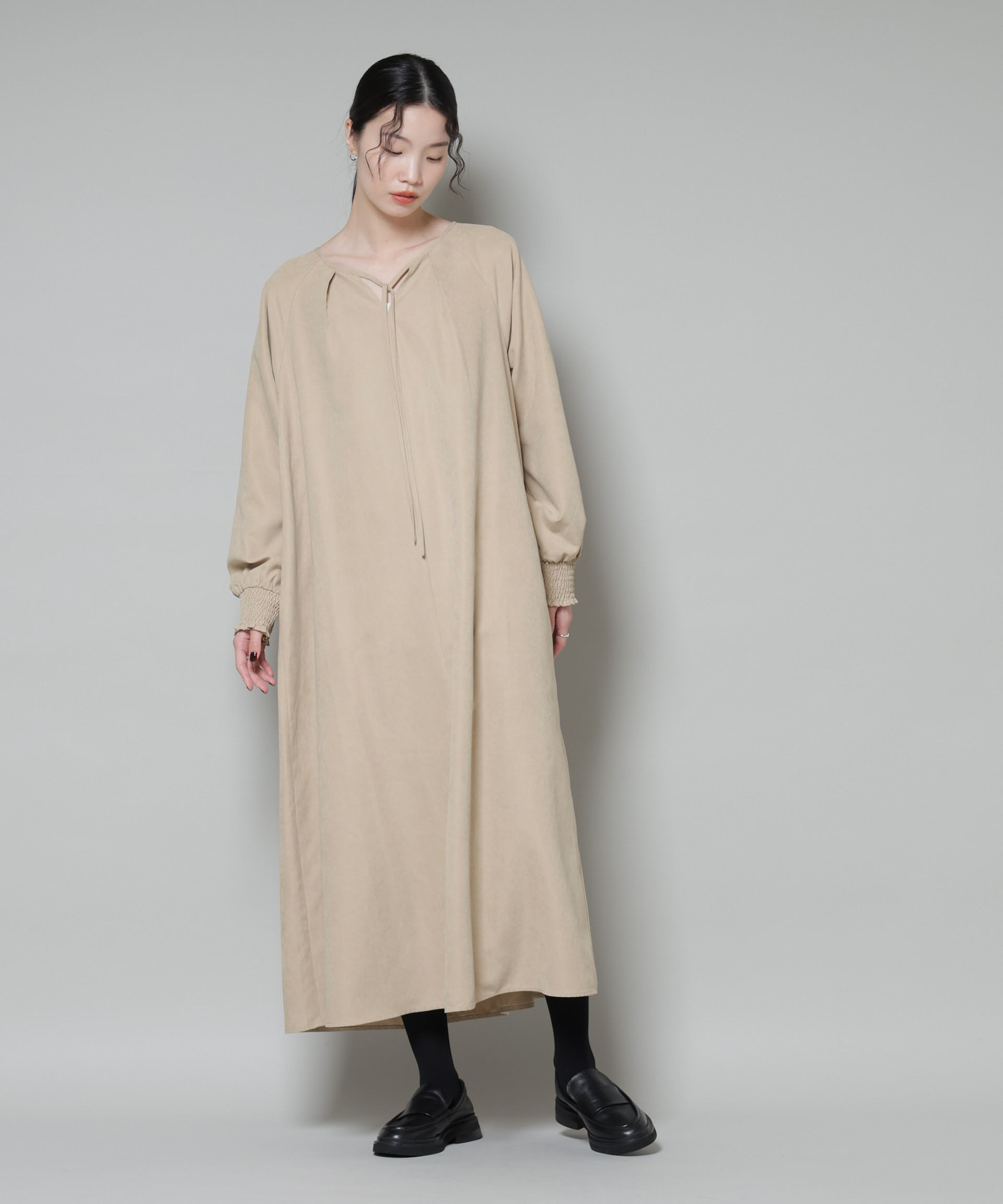 nano･universe「取り外し可能ラッフルカラー付きピーチフレアワンピース」|ワンピース|