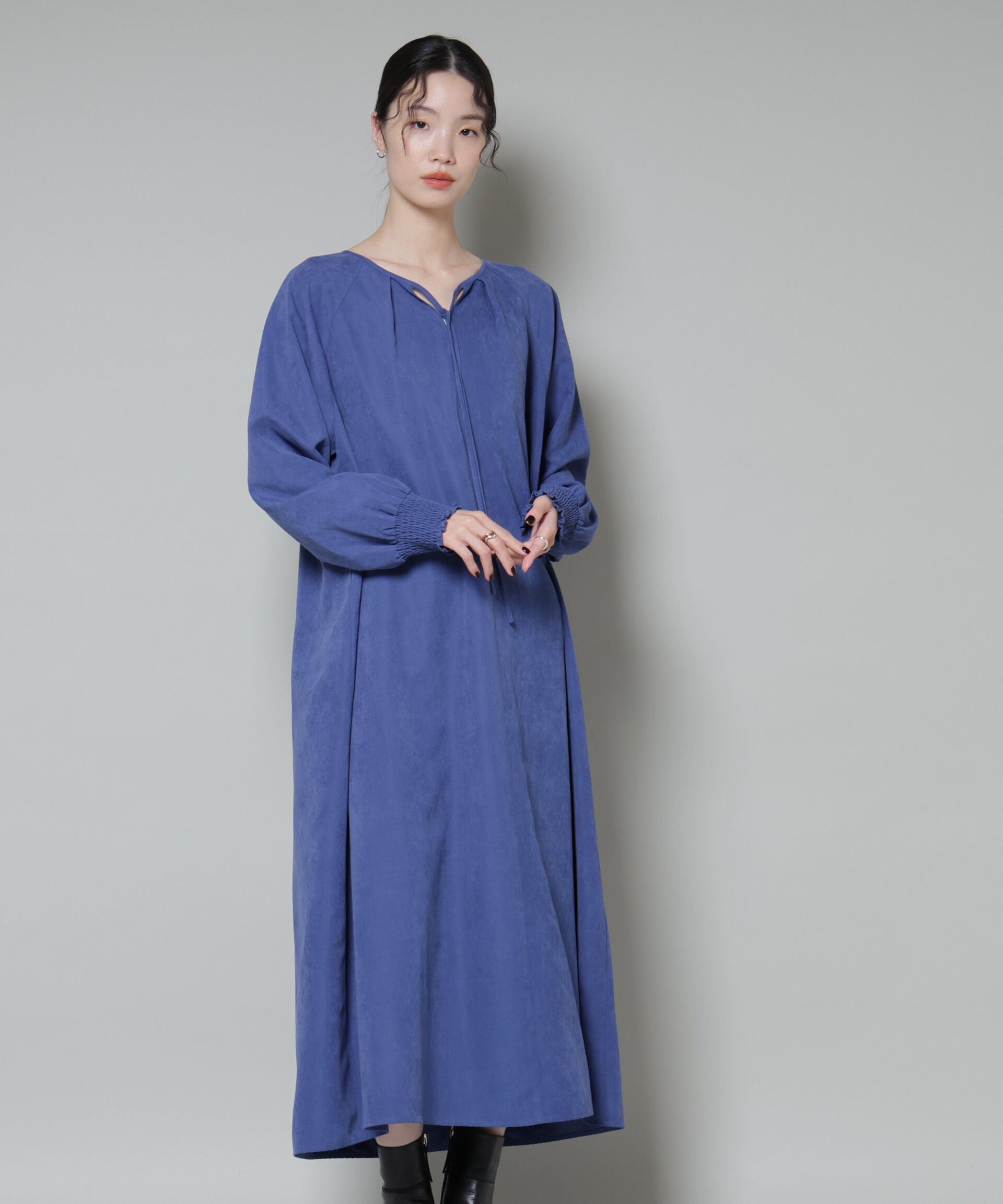 nano･universe「取り外し可能ラッフルカラー付きピーチフレアワンピース」|ワンピース|