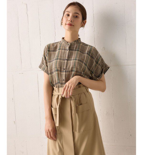 組曲「【洗える】シアーチェック 半袖ブラウス」|シャツ・ブラウス|