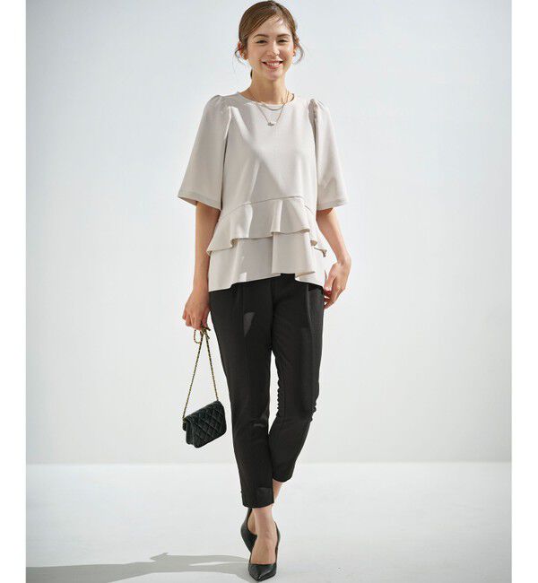 組曲「【接触冷感・吸湿・UVカット】ジョーゼットジャージーフリルブラウス」|シャツ・ブラウス|