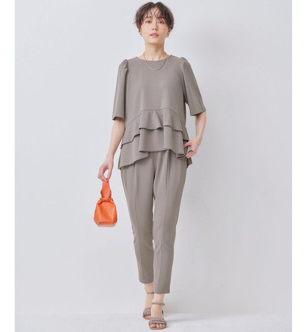 組曲「【接触冷感・吸湿・UVカット】ジョーゼットジャージーフリルブラウス」|シャツ・ブラウス|