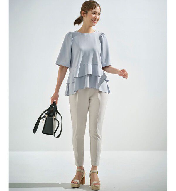 組曲「【接触冷感・吸湿・UVカット】ジョーゼットジャージーフリルブラウス」|シャツ・ブラウス|