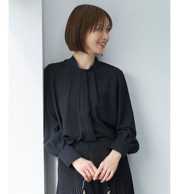 自由区「【カタログ掲載・セットアップ対応】ライトサテン ブラウス」|シャツ・ブラウス|ネイビー